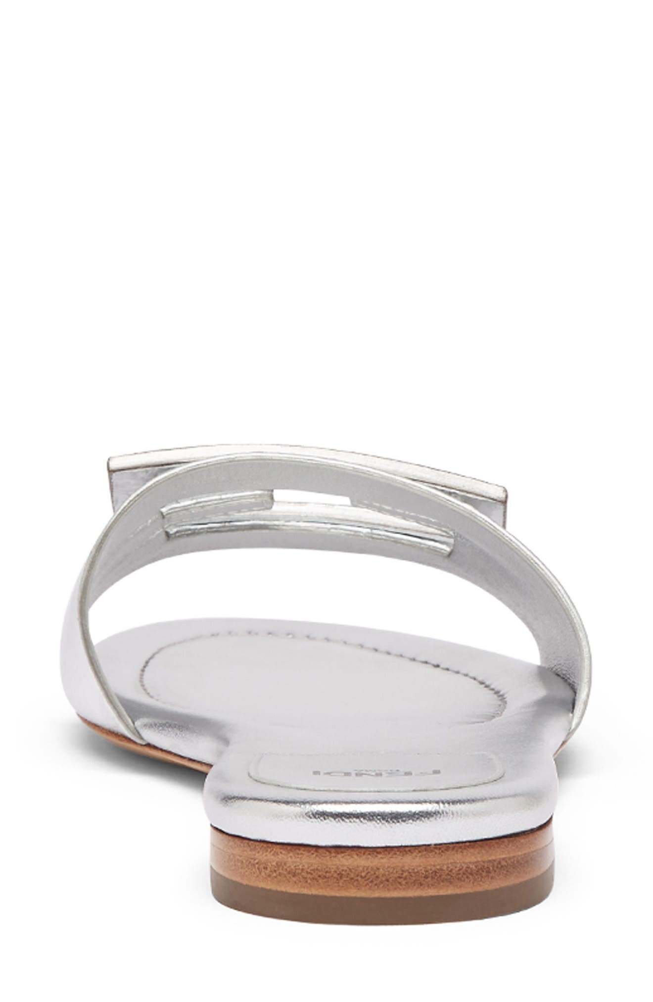 Fendi Baguette Metallic Slide Sandal in F0Ge7 Argento/argento at Nordstrom - 7