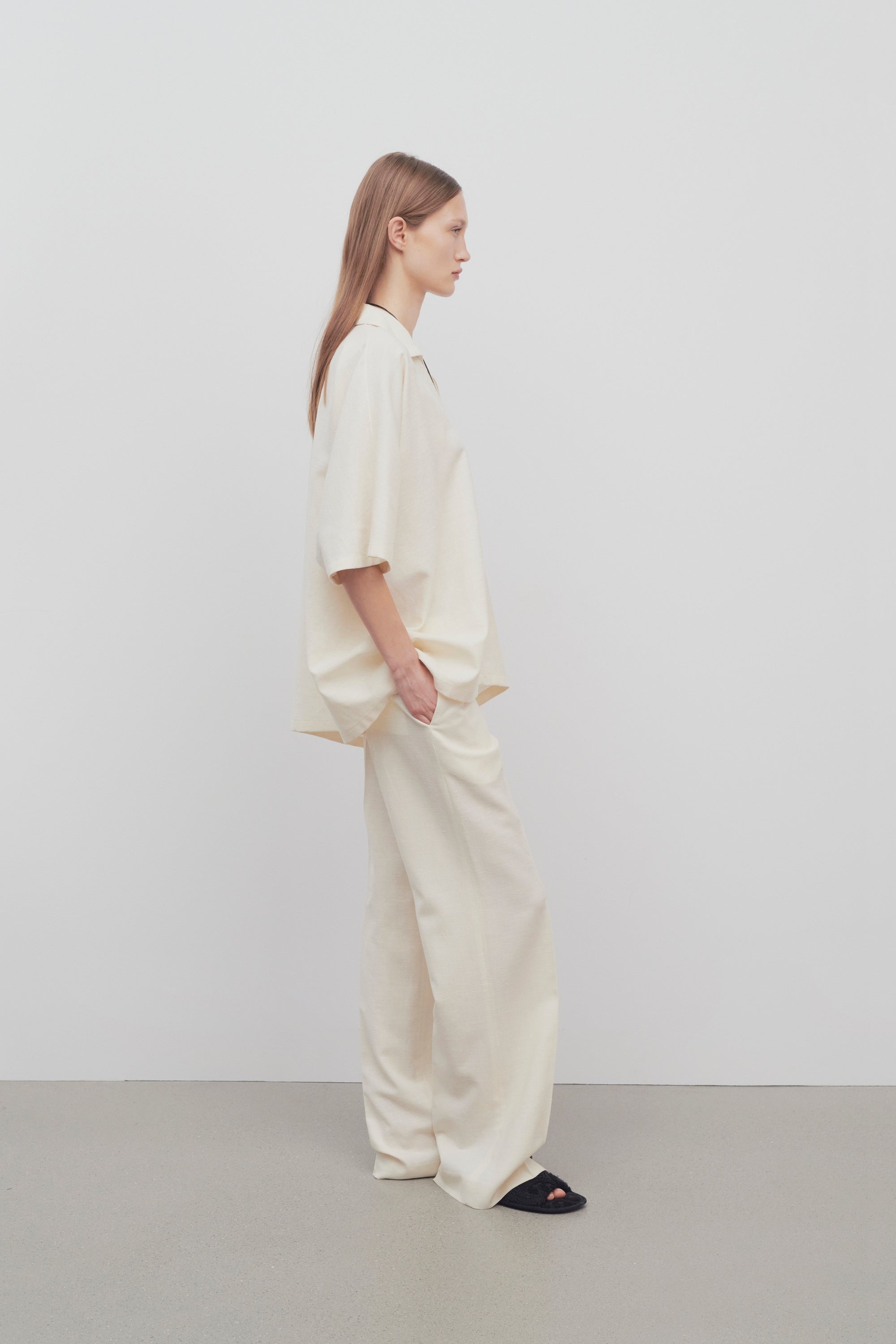 Foulard Pant in Wool, Silk and Linen - 4