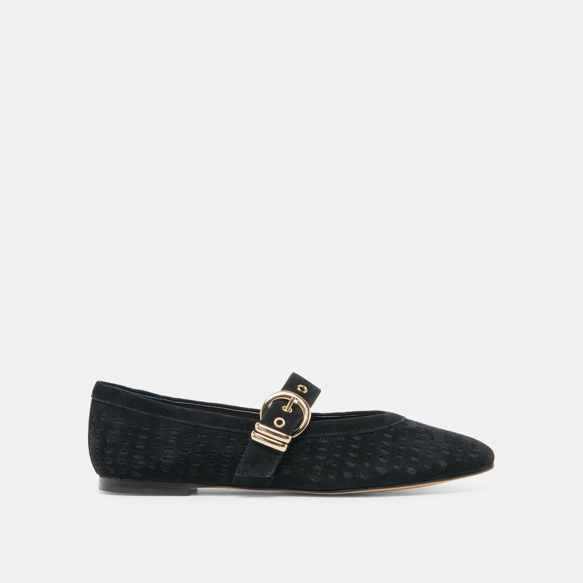MIKELA BALLET FLATS ONYX PERFORATED SUEDE - 1