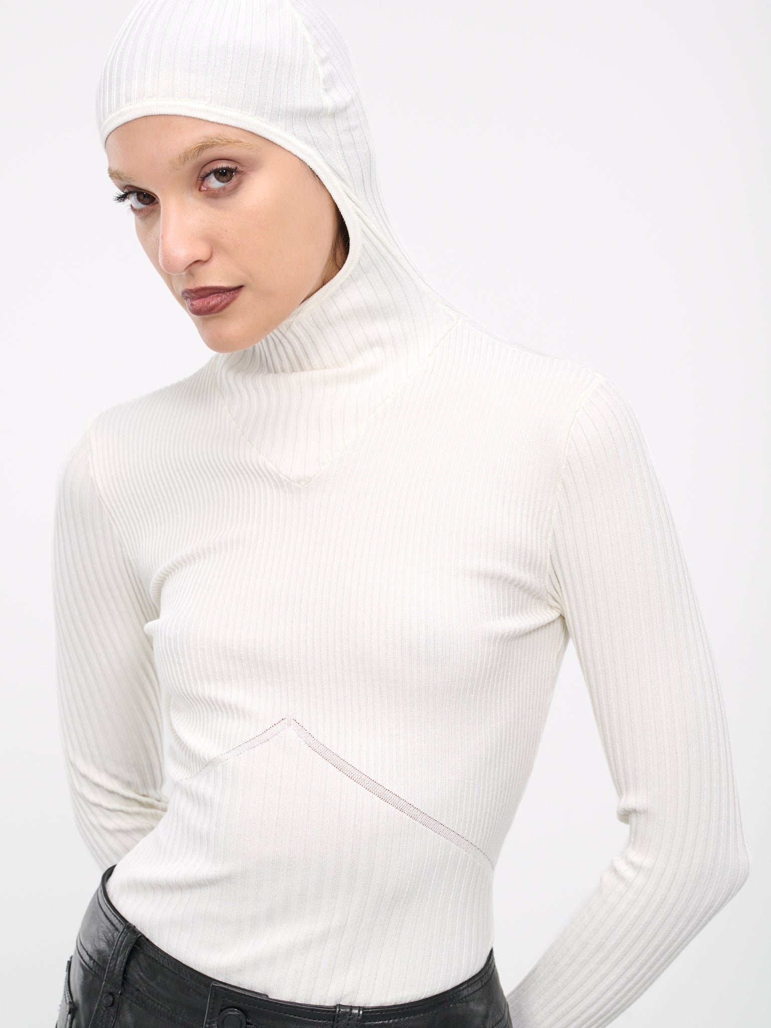 Rib-Knit Hoodie Top - 4