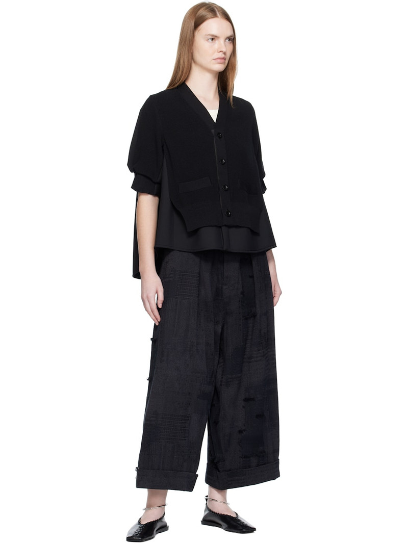 Y's Black Jacquard Trousers outlook