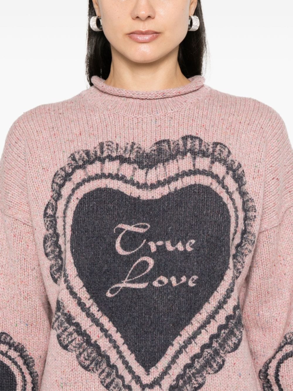 heart-print chunky-knit jumper - 5