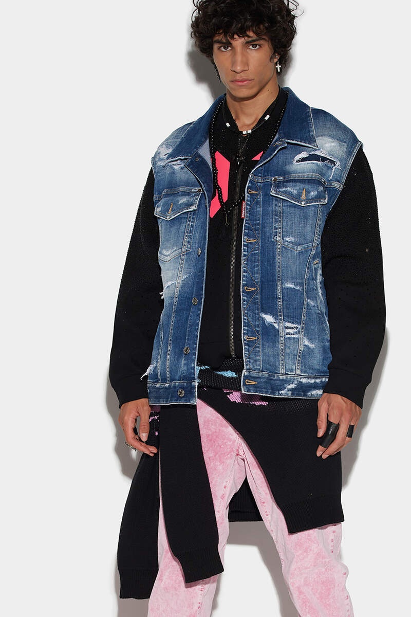 DSQUARED2 MEDIUM SLASH WASH PUFFER VEST - 1