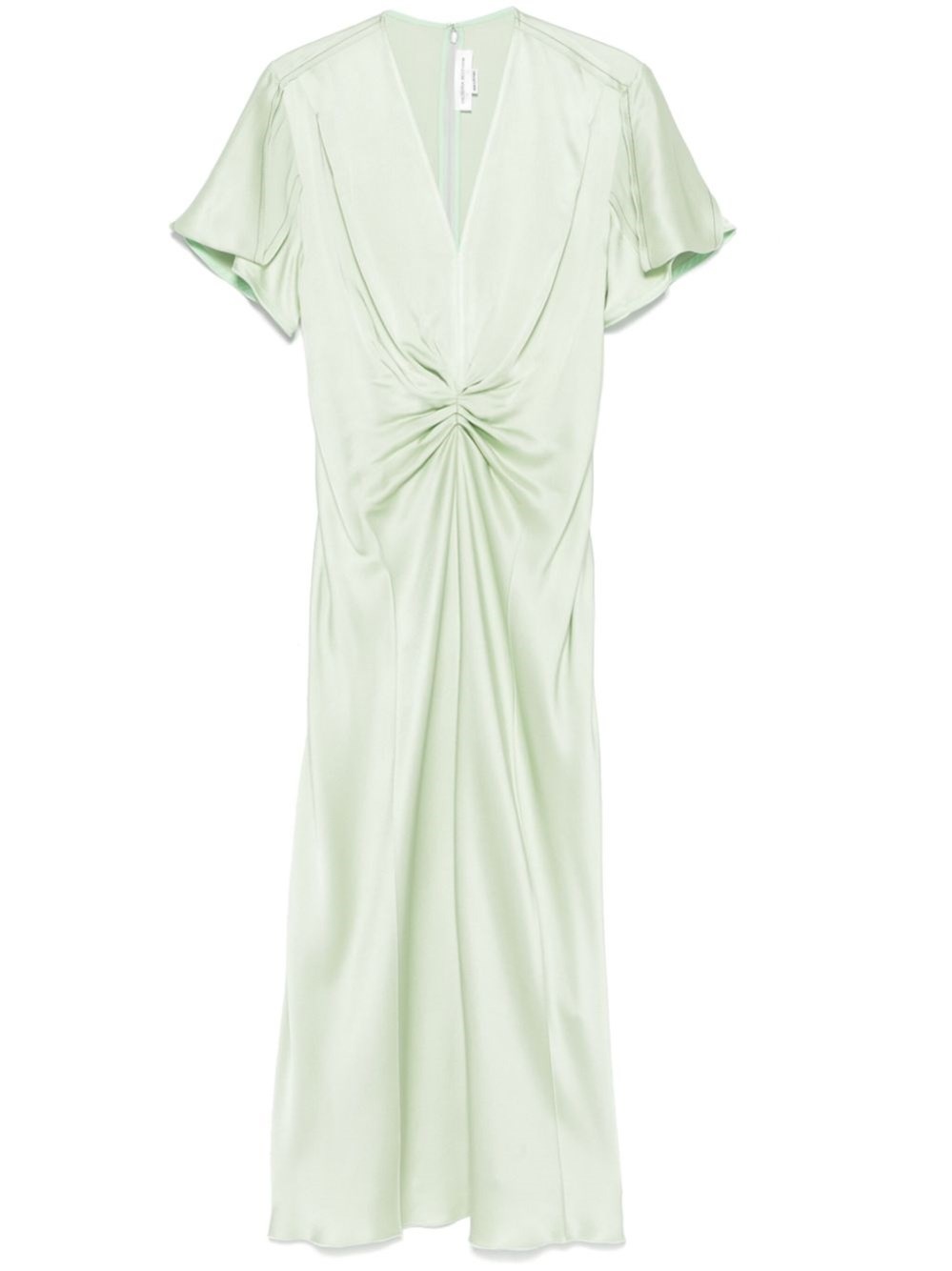Gathered V-Neck Midi Dress - 1