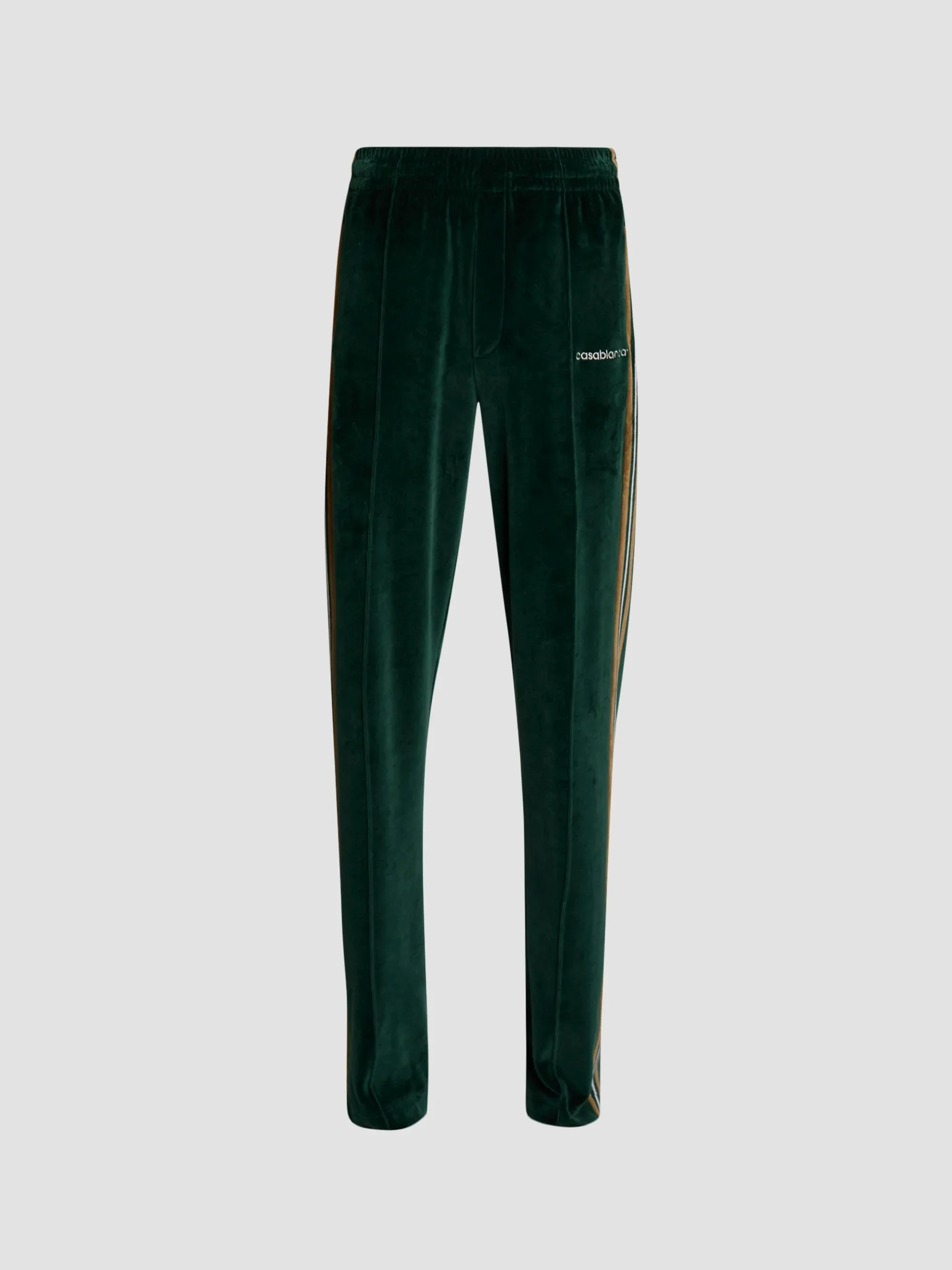 Men's Velour Striped Track Pants - Green - 1