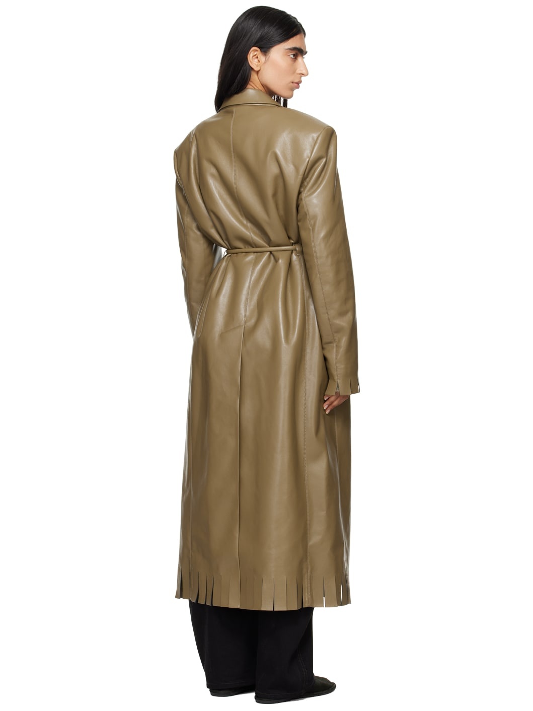 Taupe Nikoline Vegan Leather Coat - 3