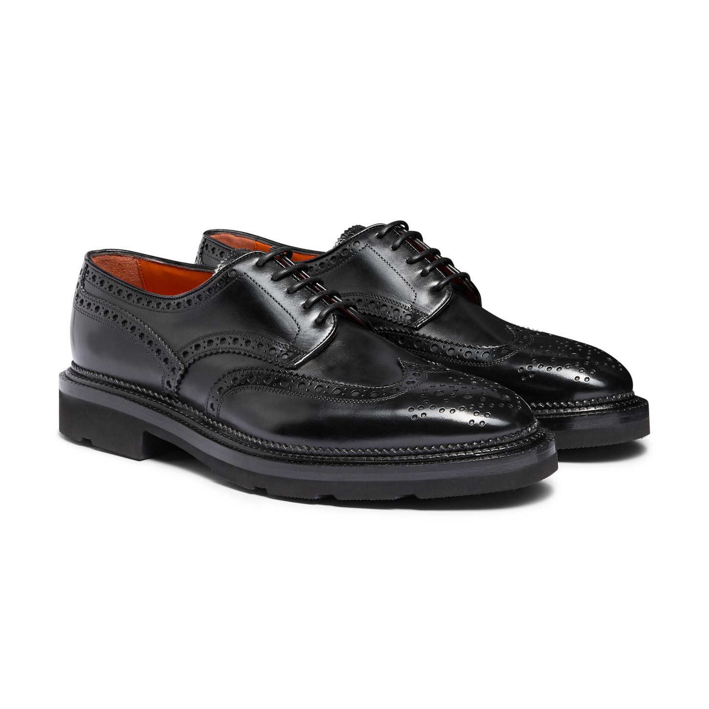 Men's black leather Derby brogue shoe - 2