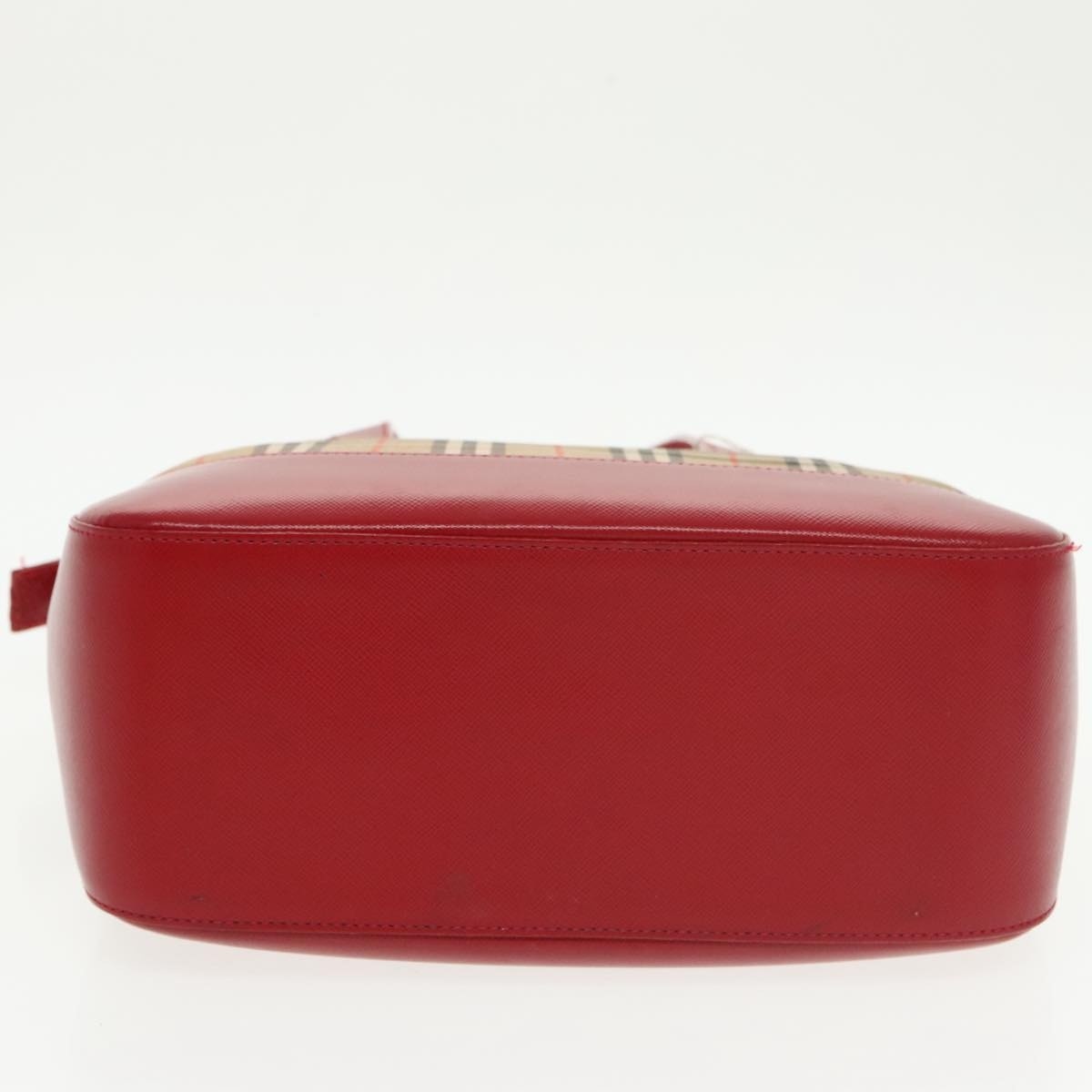 Burberry Nova Check Hand Bag Canvas Leather Beige Red - 9