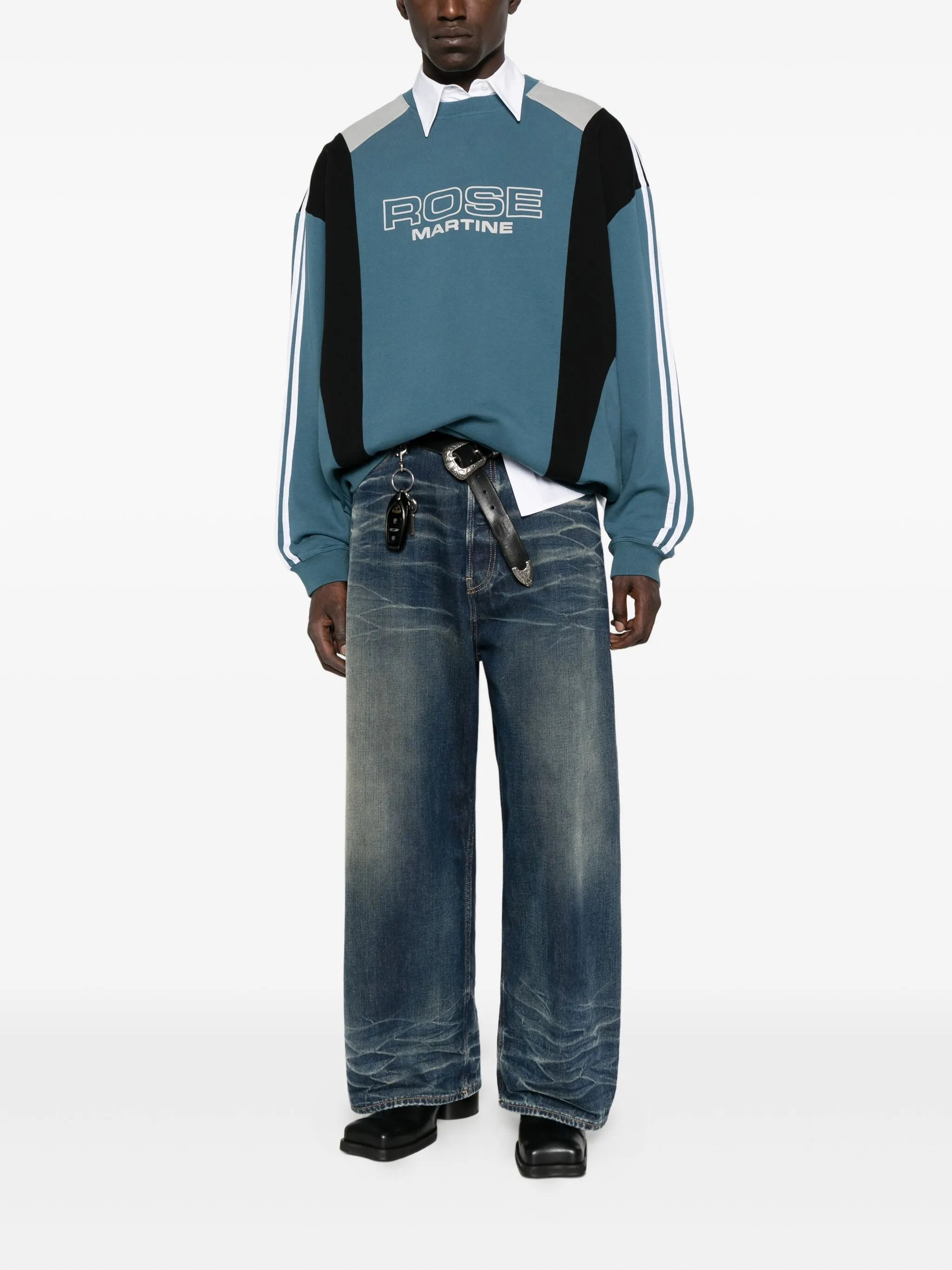 Martine Rose Panelled Striped Sweatshirt - 3