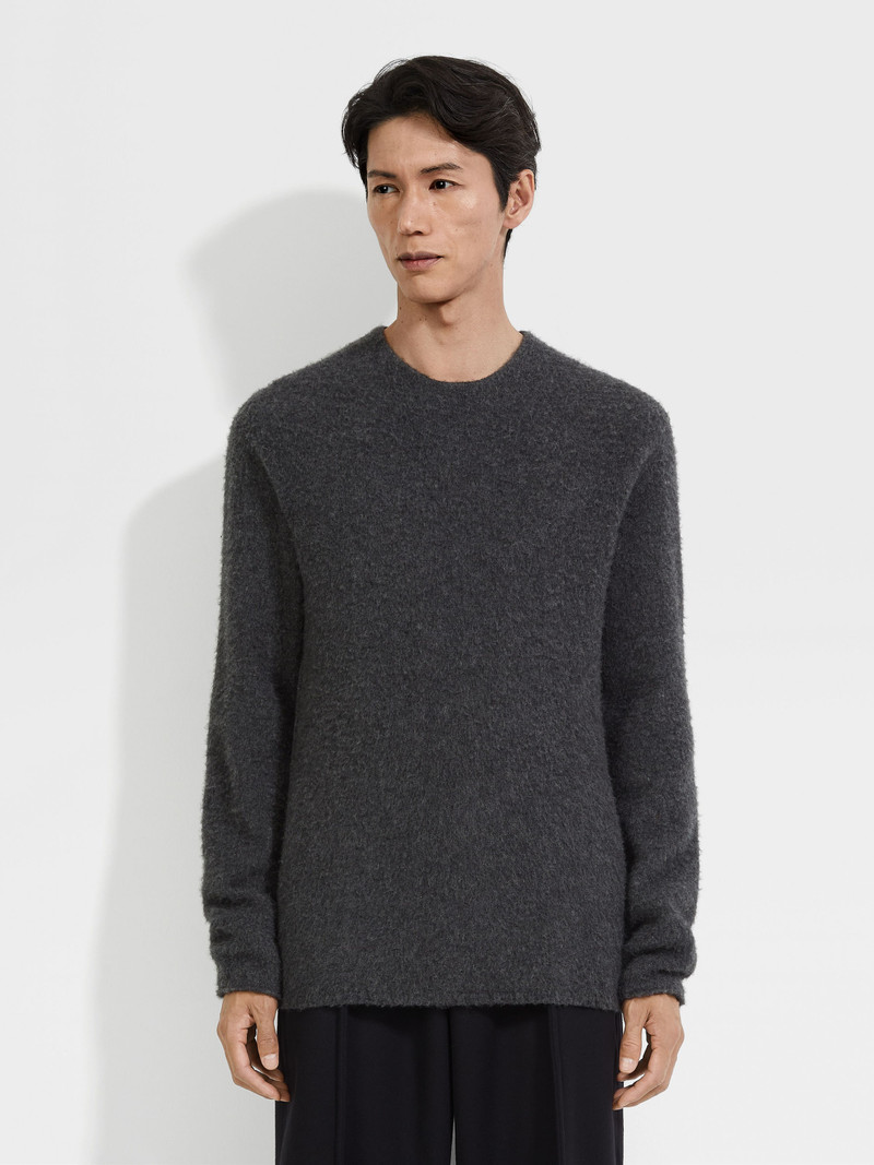 DARK GREY MÉLANGE OASI CASHMERE CREWNECK 4
