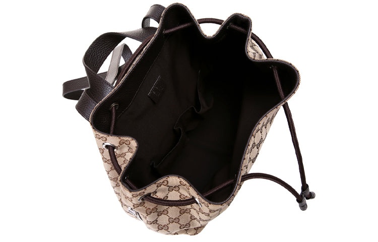 Men's Gucci Logo Drawstring Canvas Bucket Bag Backpack One Size Brown 449175-KY9MN-9790 - 5