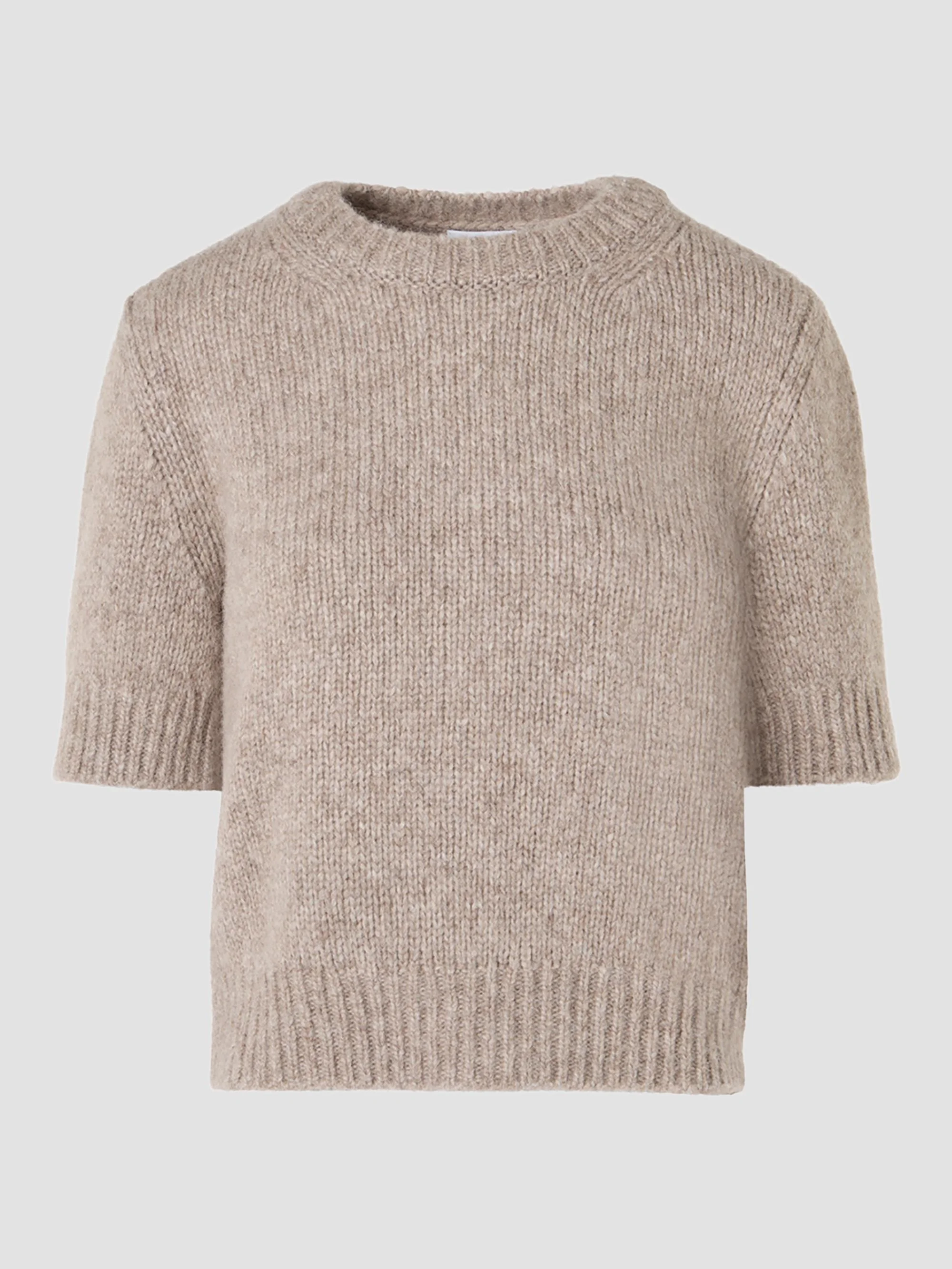 Women's Fluffy Alpaca Crewneck Sweater - Oat - 1