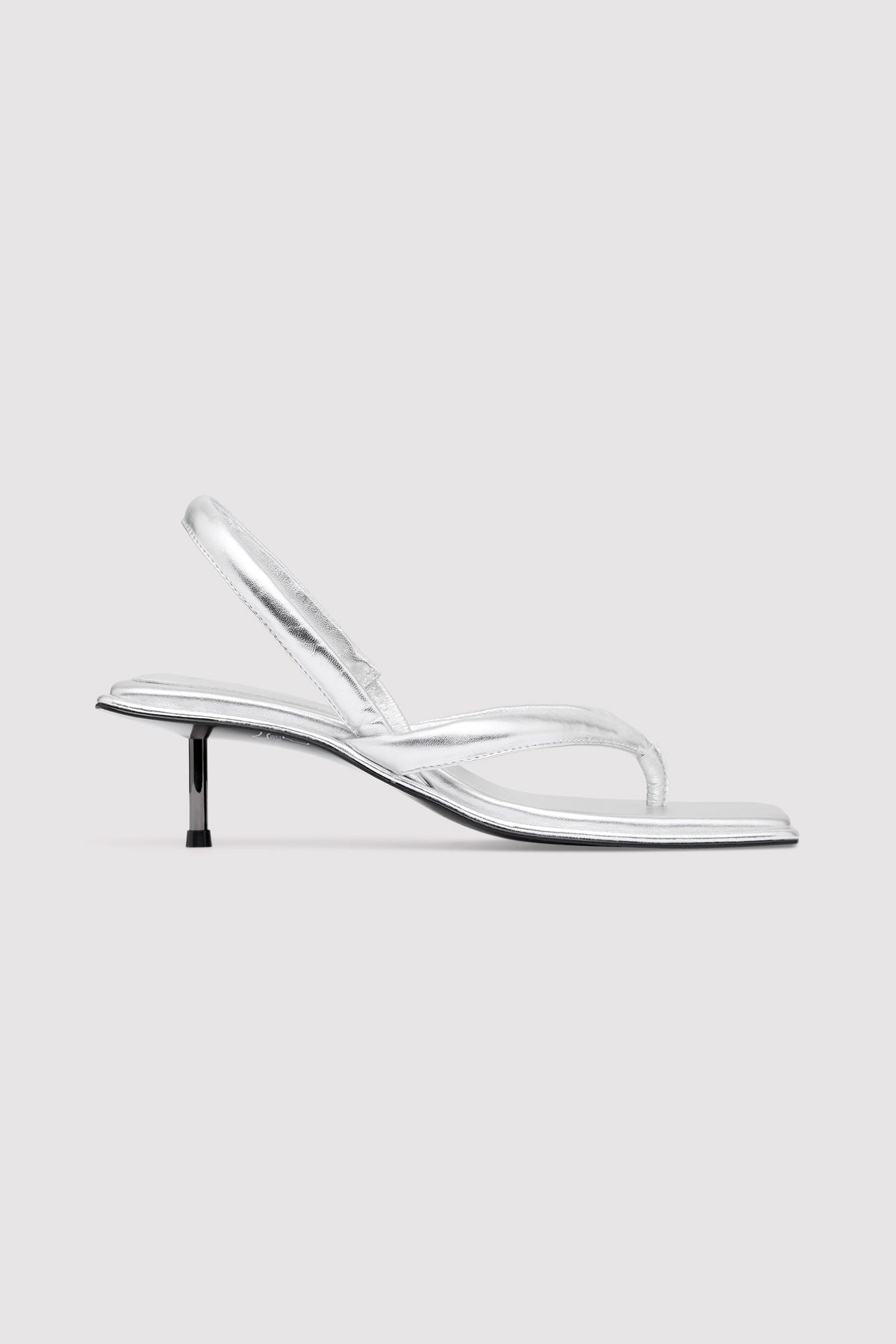 Sling Back Thong Heel - Silver - 1