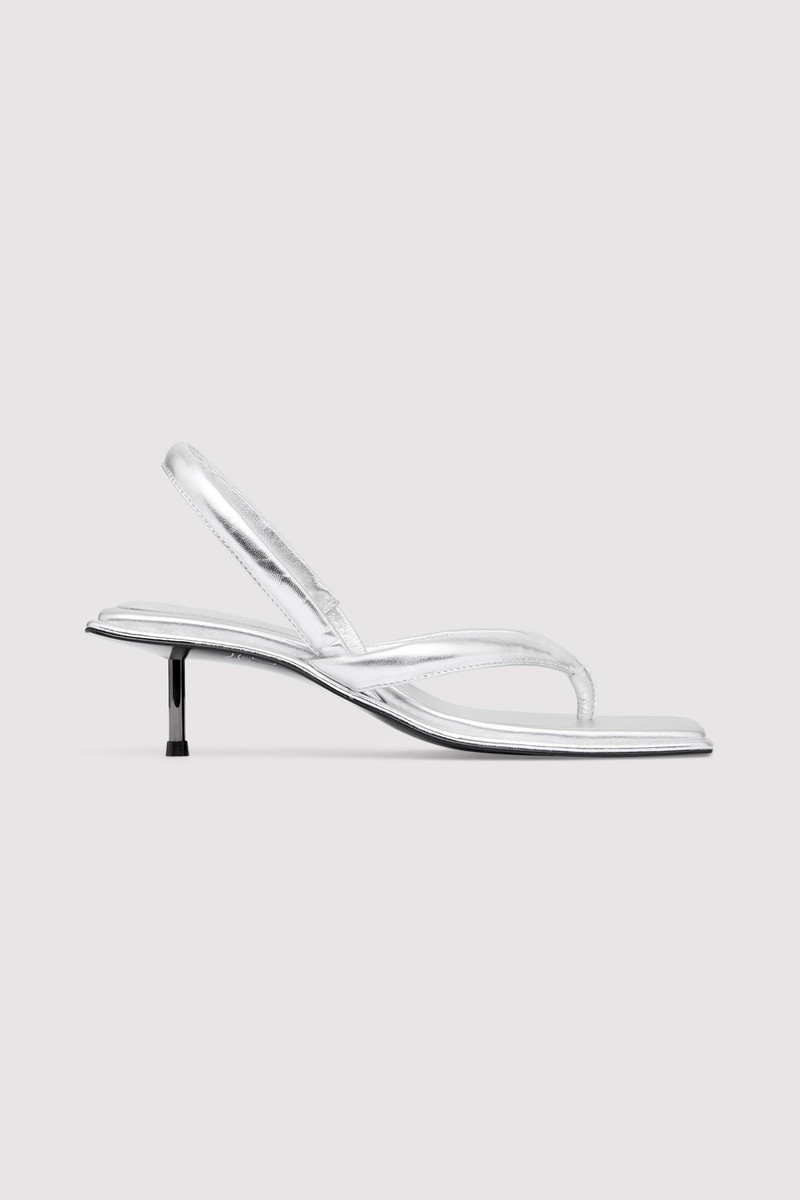 Sling Back Thong Heel - Silver 1