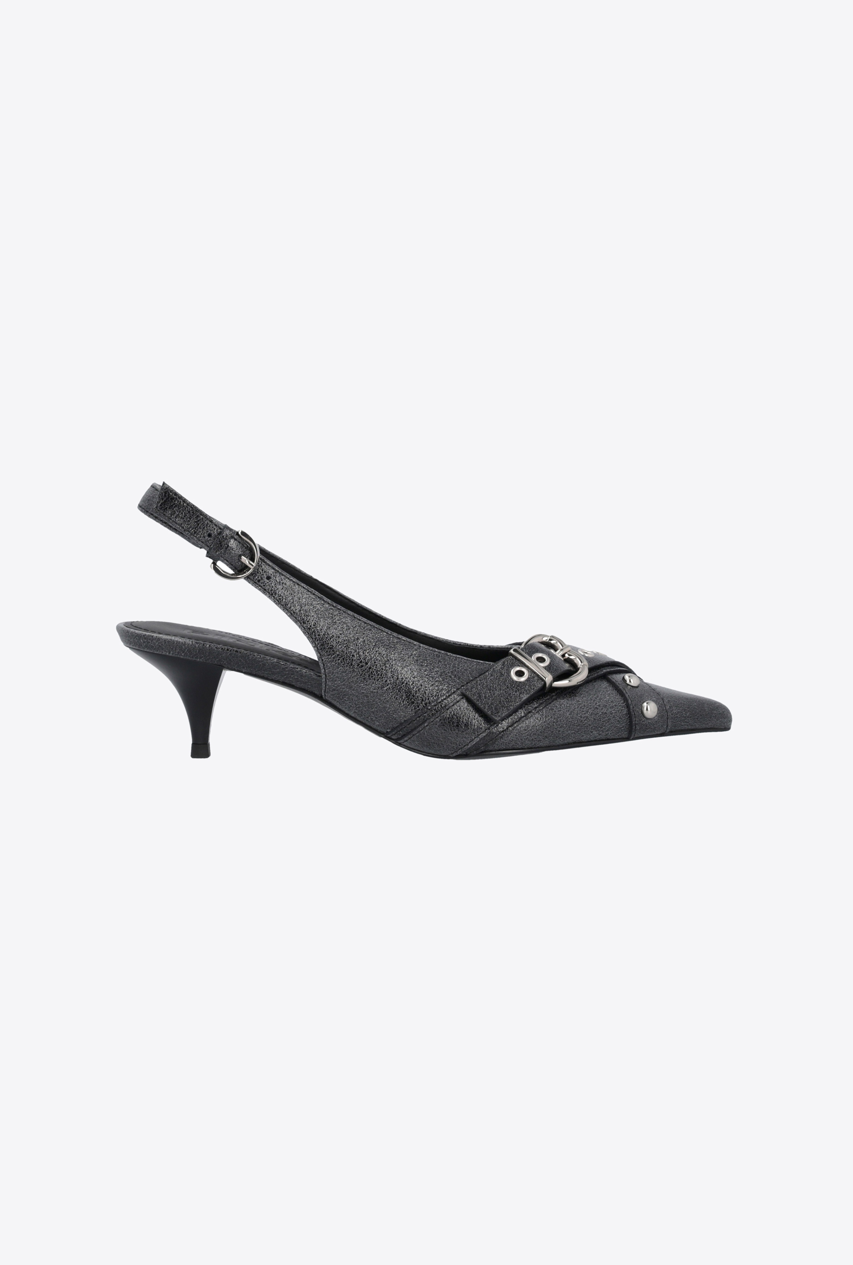 HEELED LEATHER SLINGBACKS WITH BUCKLE - 1