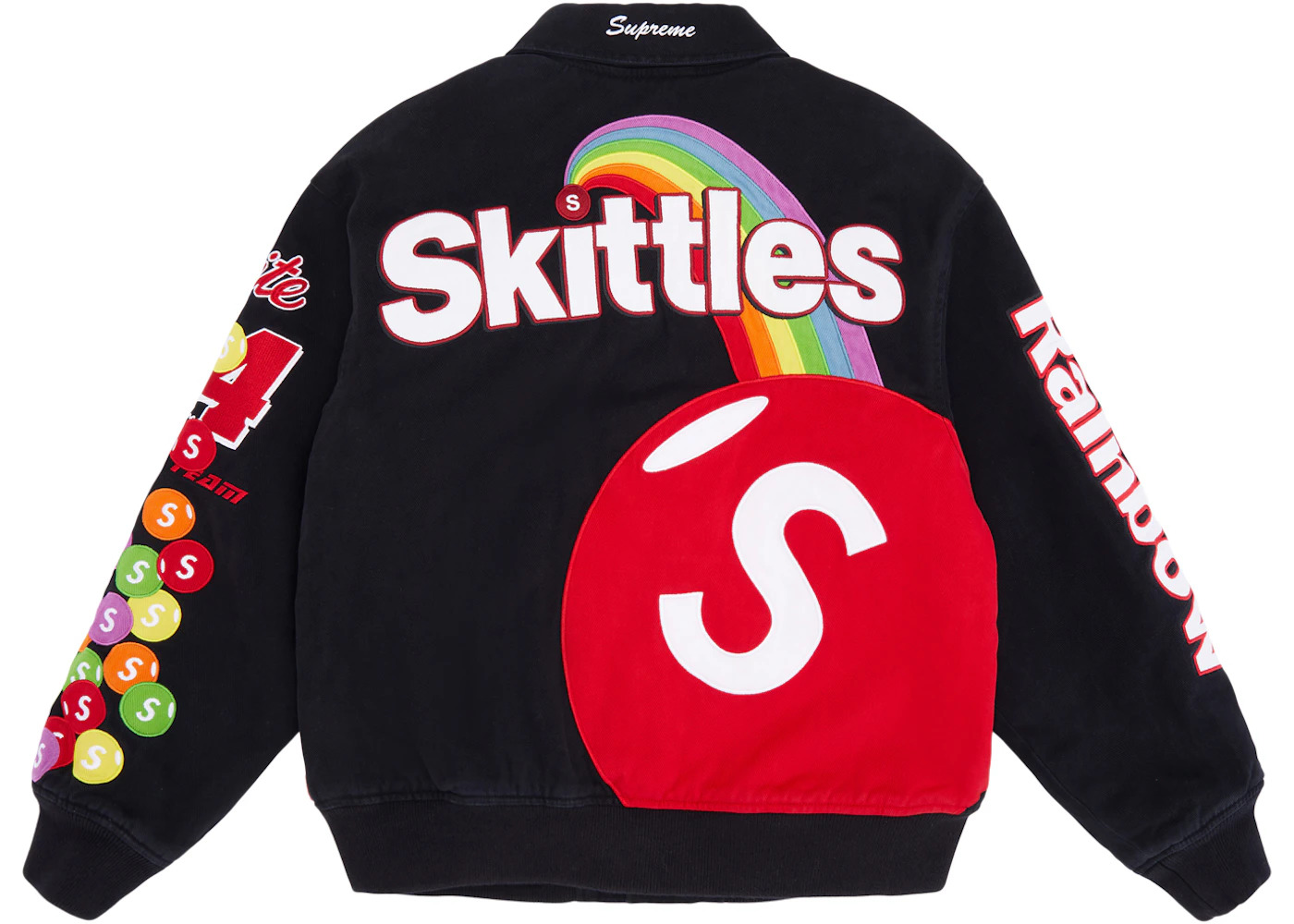 Supreme Skittles Mitchell & Ness Varsity Jacket Black - 3