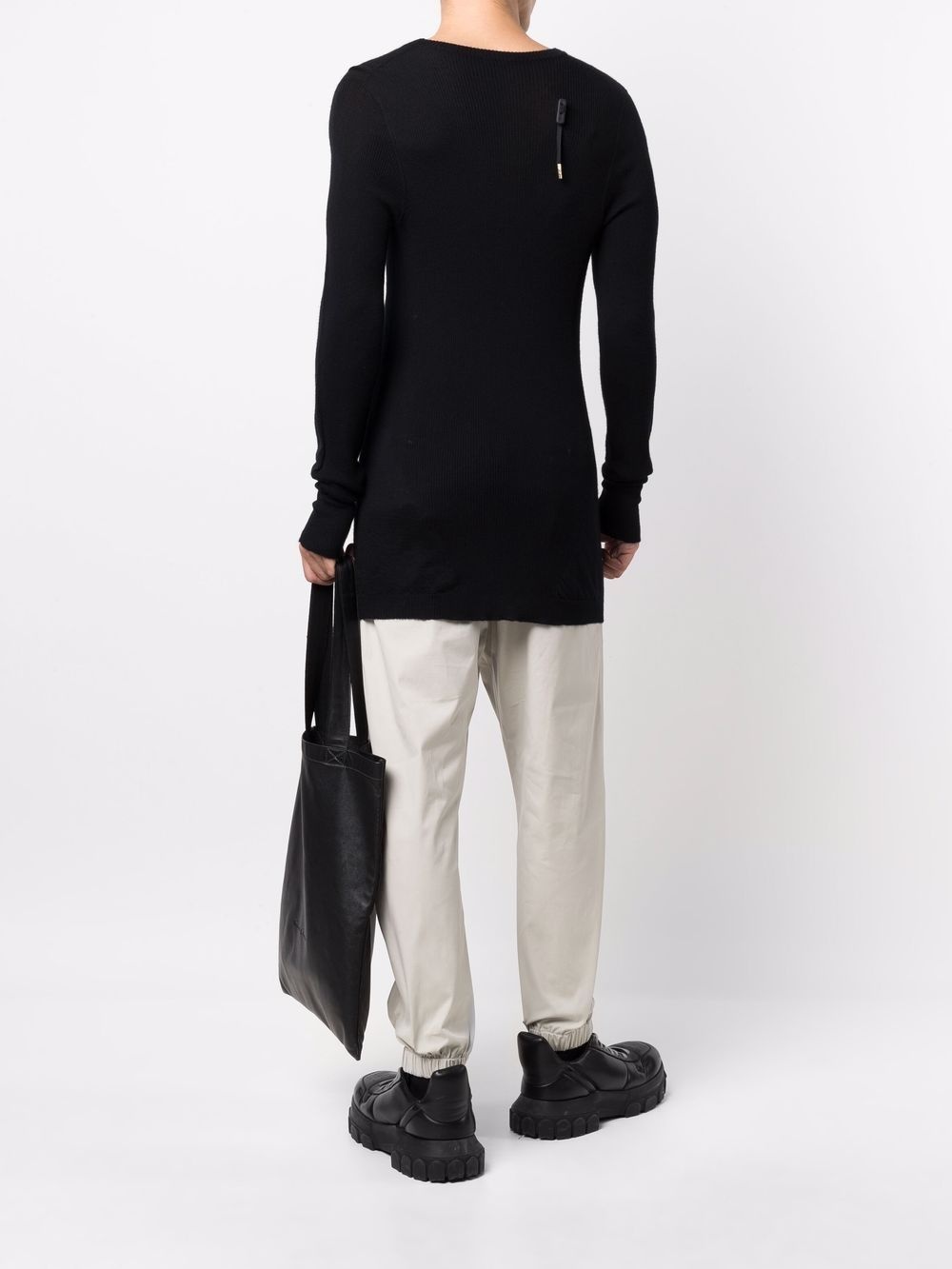 round-neck ribbed cotton sweatshirt - 3