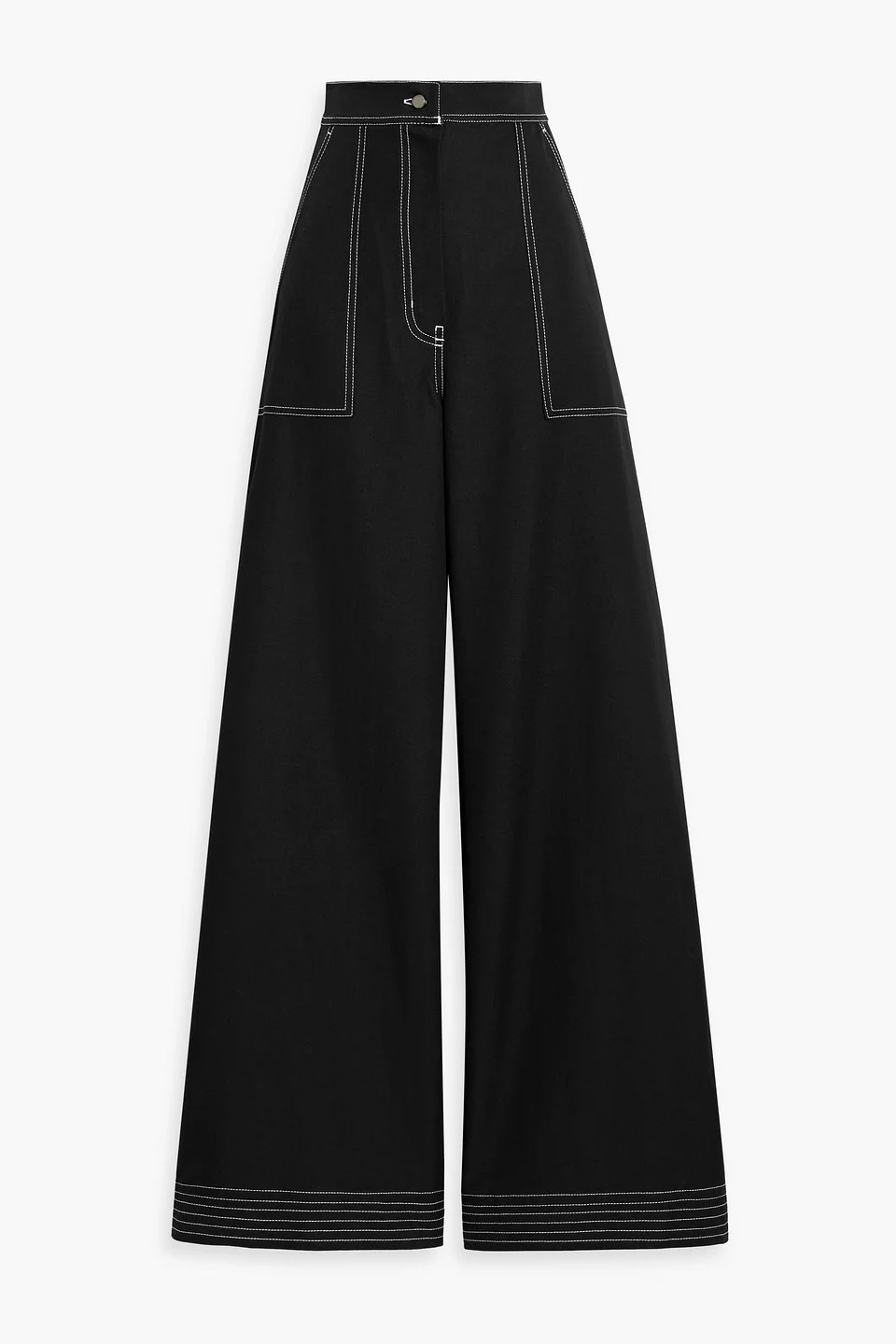 Oboli cotton and linen-blend twill wide-leg pants - 1