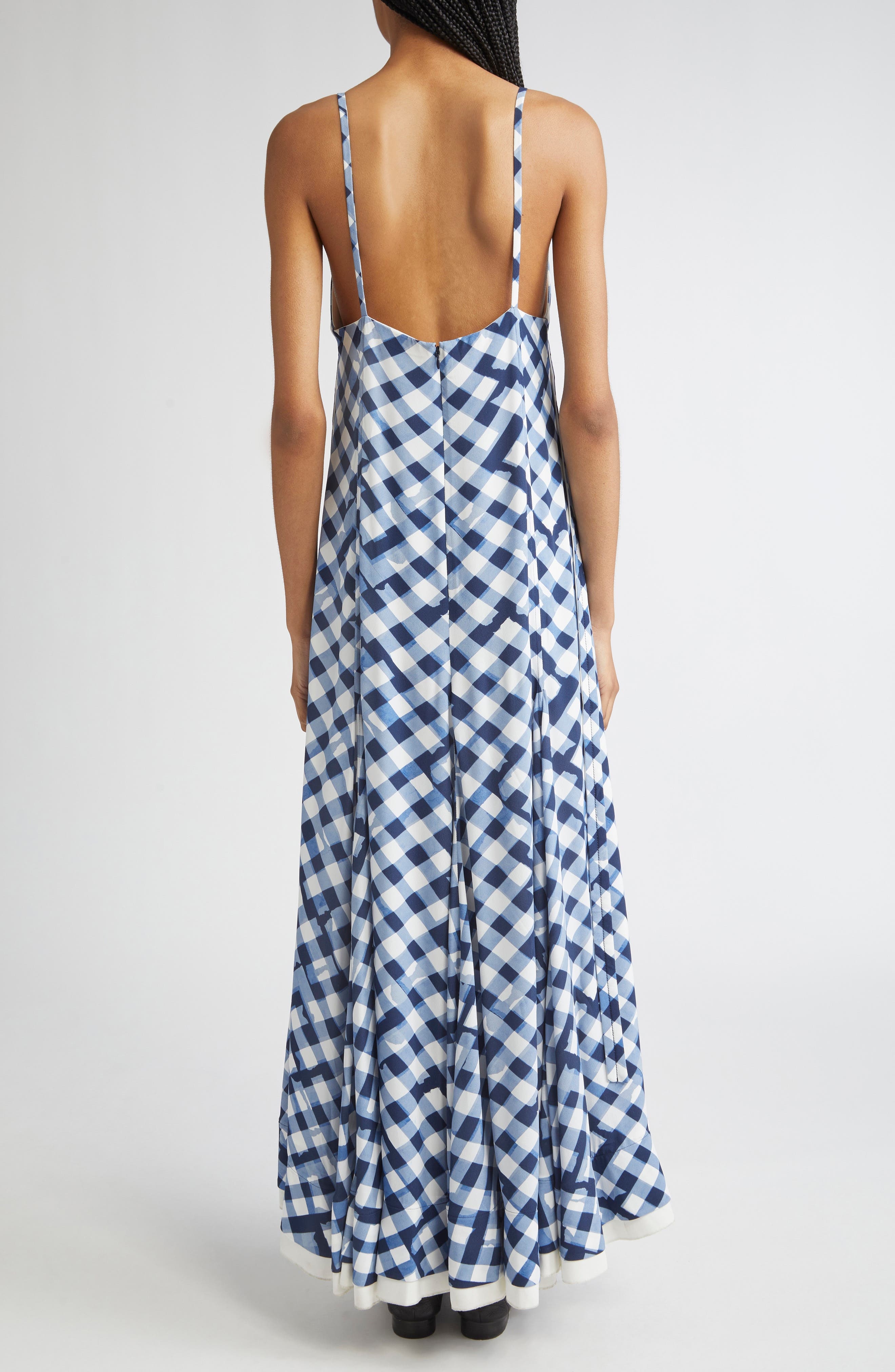 Proenza Schouler June Abstract Gingham Crêpe de Chine Maxi Dress in Dark Navy Multi at Nordstrom - 2