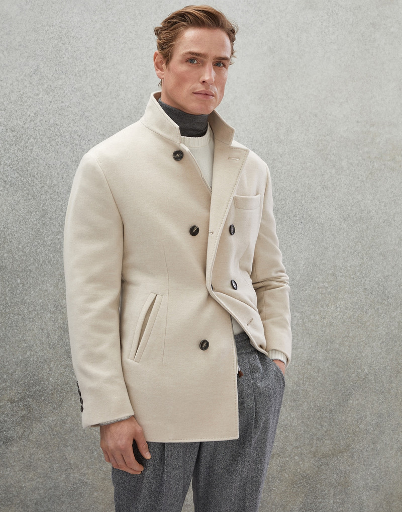 Water-resistant lightweight cashmere pea coat 1