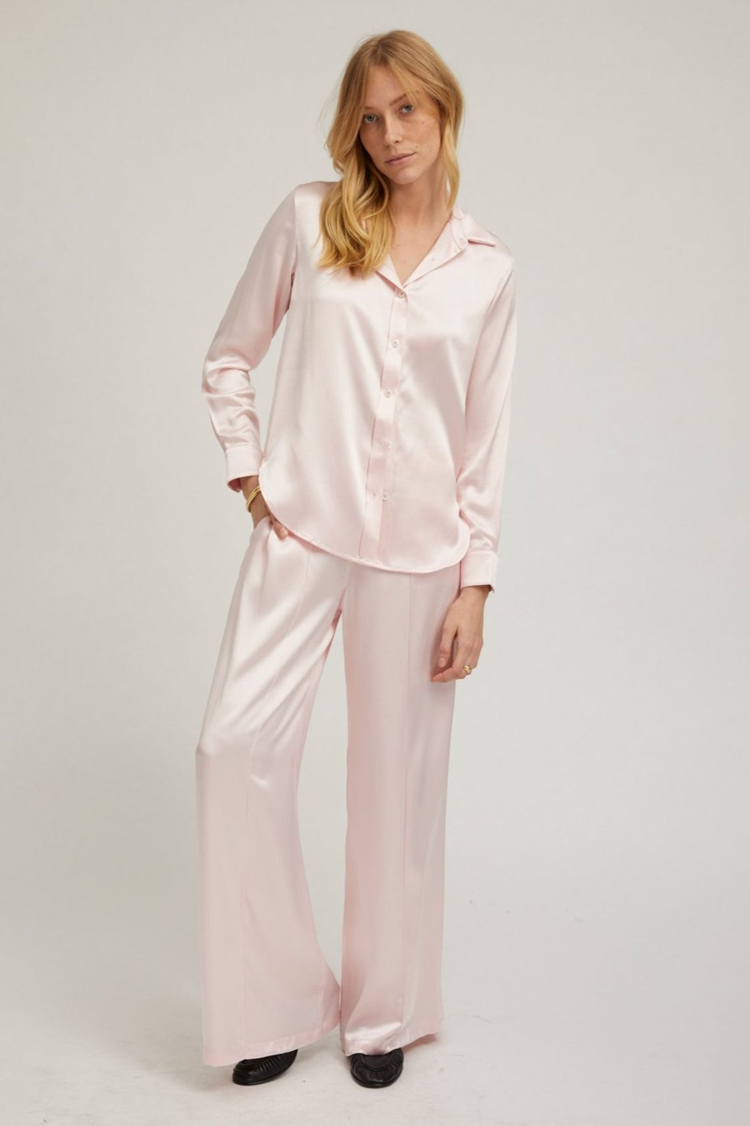 BALLET SILK WIDE LEG PINTUCK PANTS - 2
