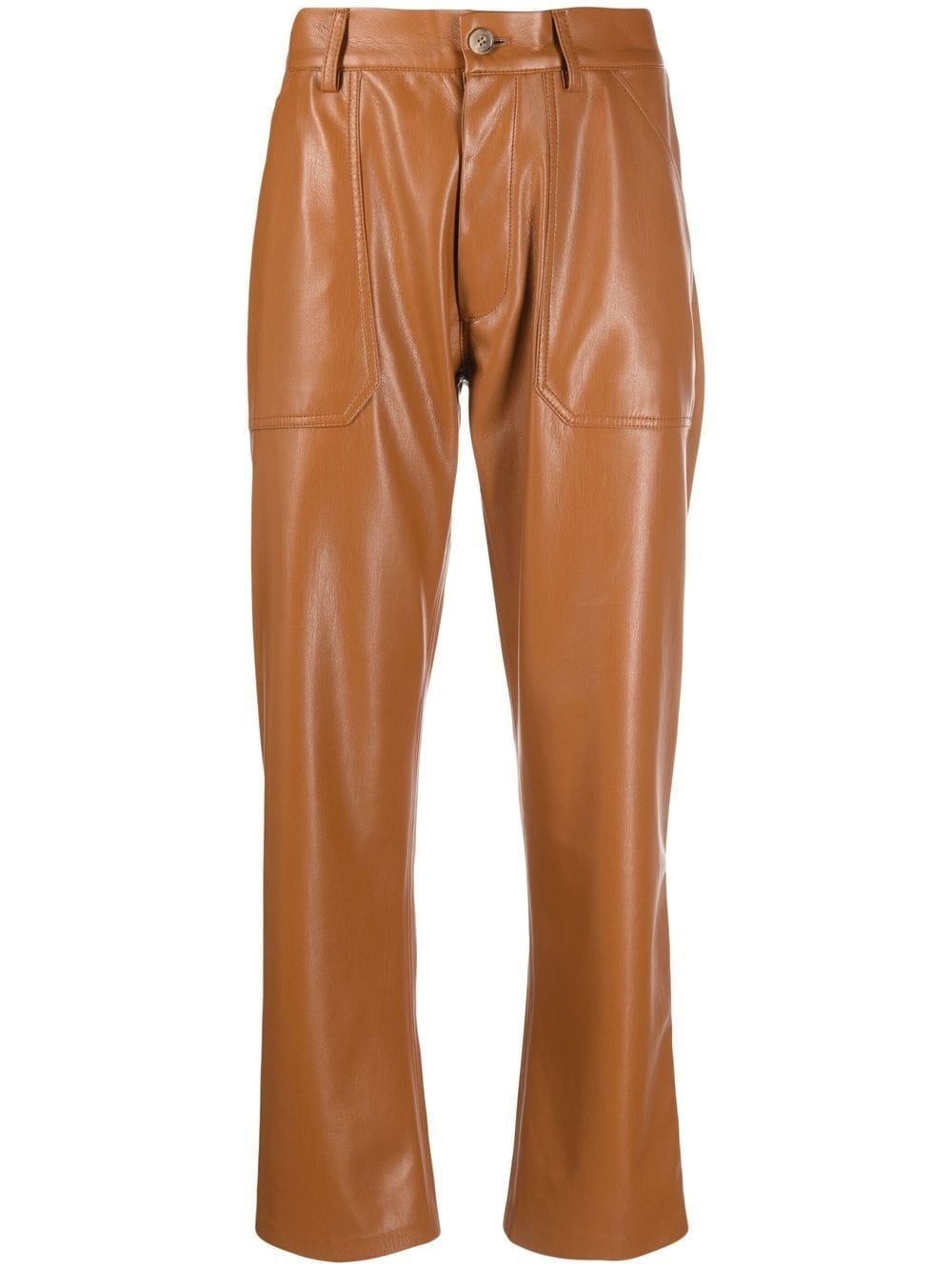 faux-leather straight-leg trousers - 1