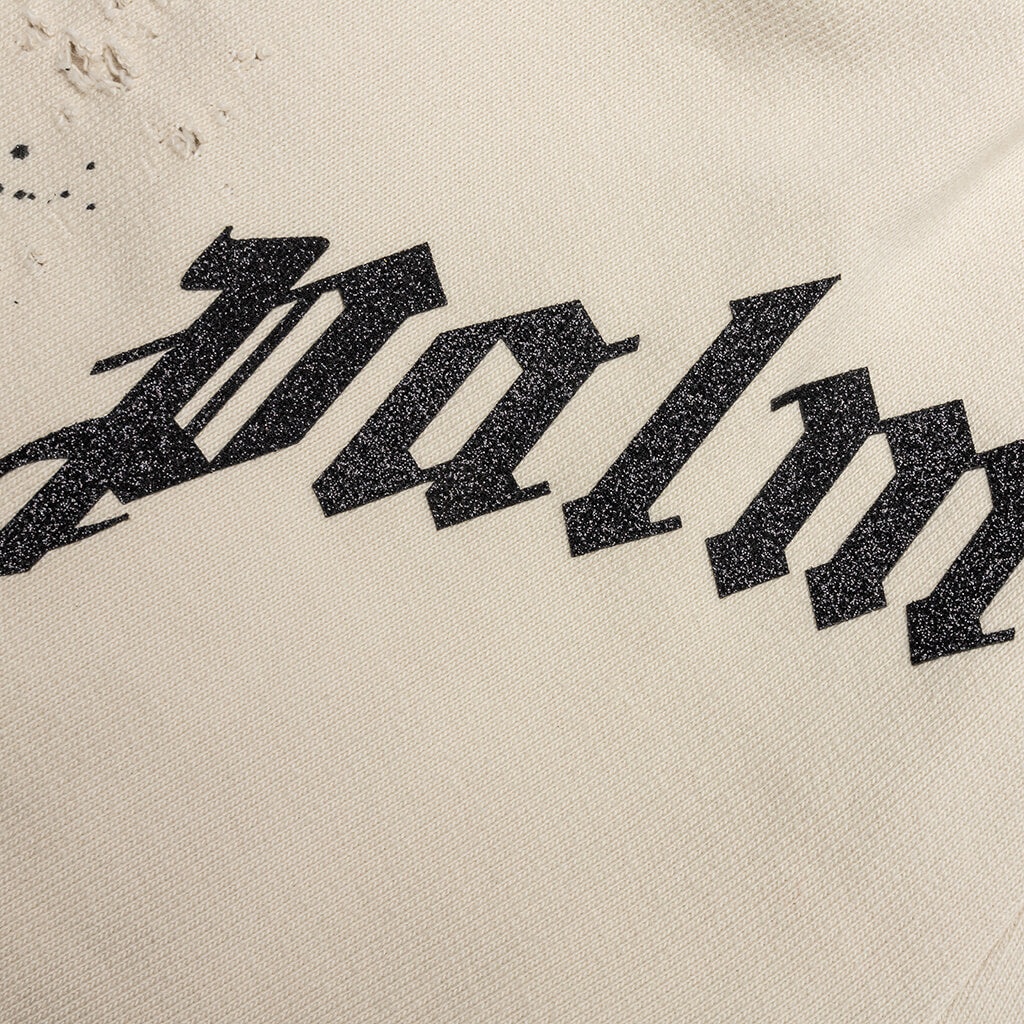 PALM ANGELS GD GLITTERED LOGO SWEATPANTS - OFF WHITE - 4