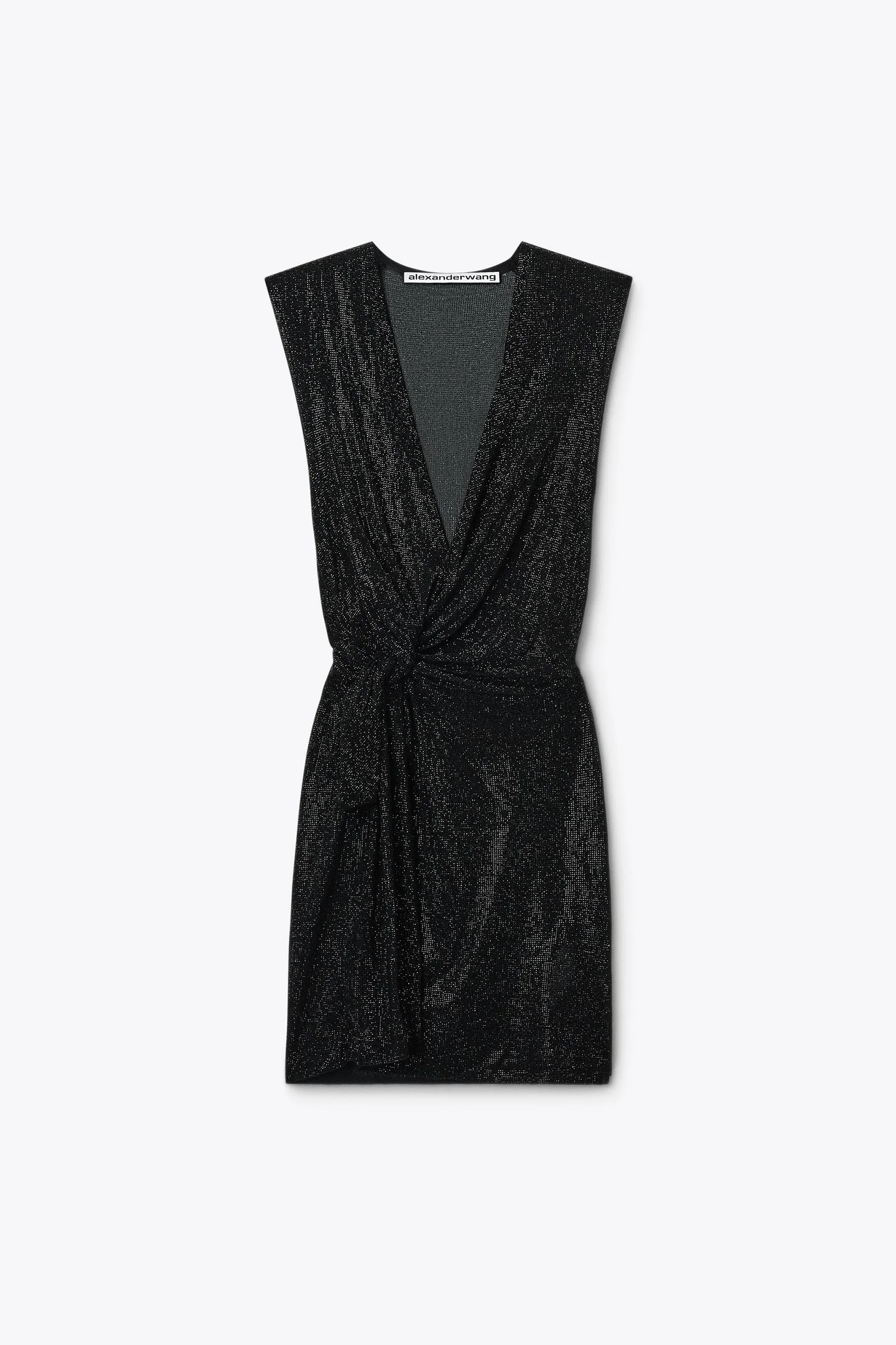 crystal hotfix knotted deep v-neck tank dress - 1