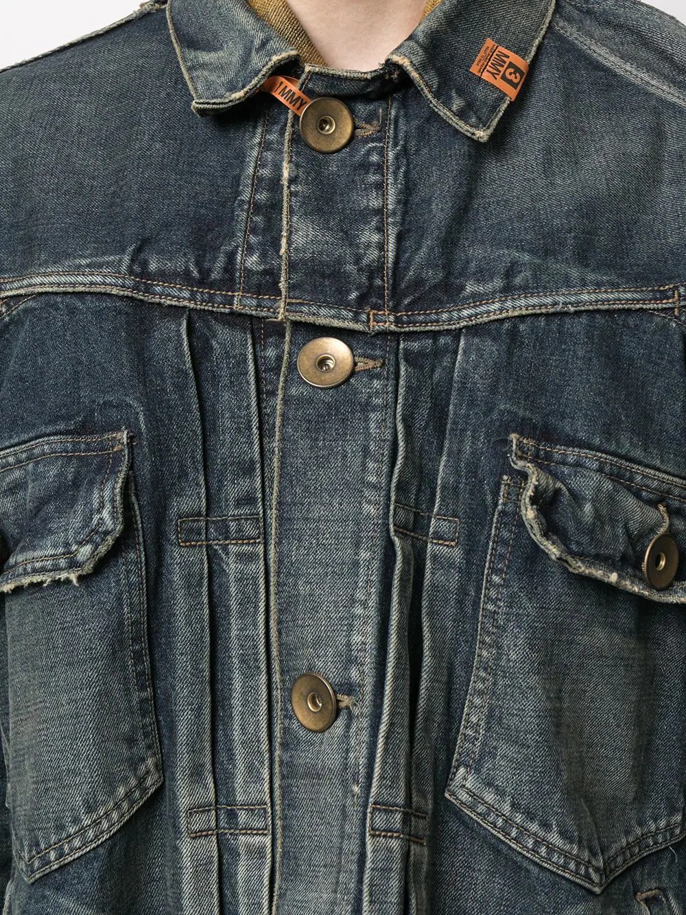 distressed multi-pocket denim jacket - 5