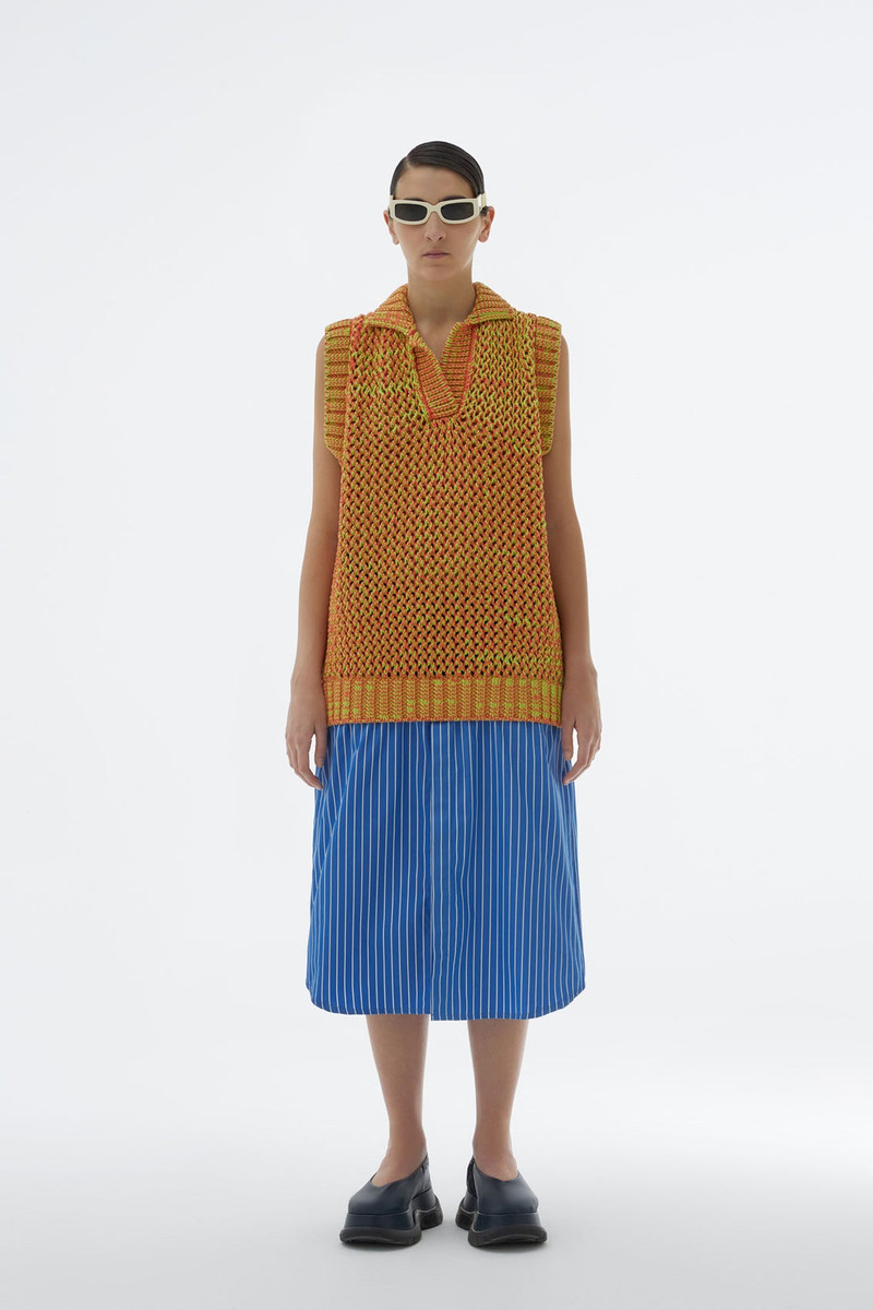 SUNNEI ORANGE & AZURE KNIT POLO DRESS outlook