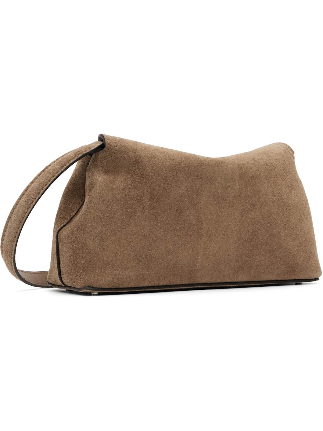 Taupe T-Lock Suede Clutch - 3