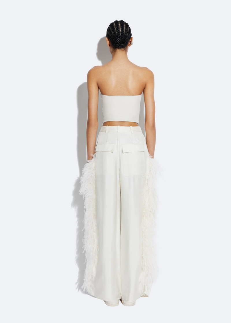 Silky Twill Pleated Pant With Feathers 3