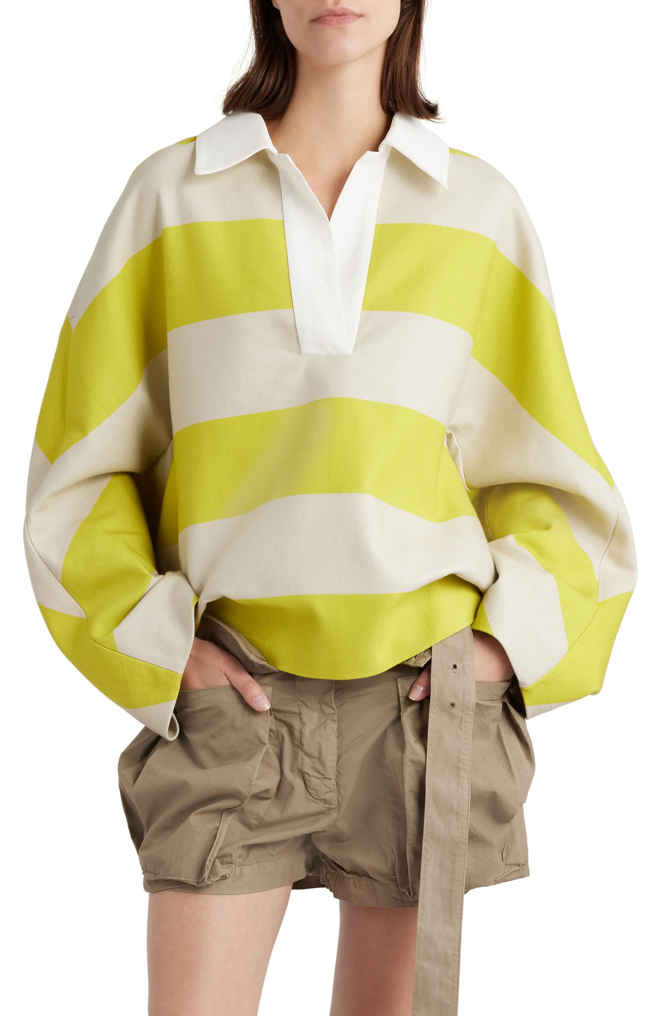 トップス Dries Van Noten Oversize Slubbed Polo Dries Van Noten Yellow Oversized Polo Dries Van Noten