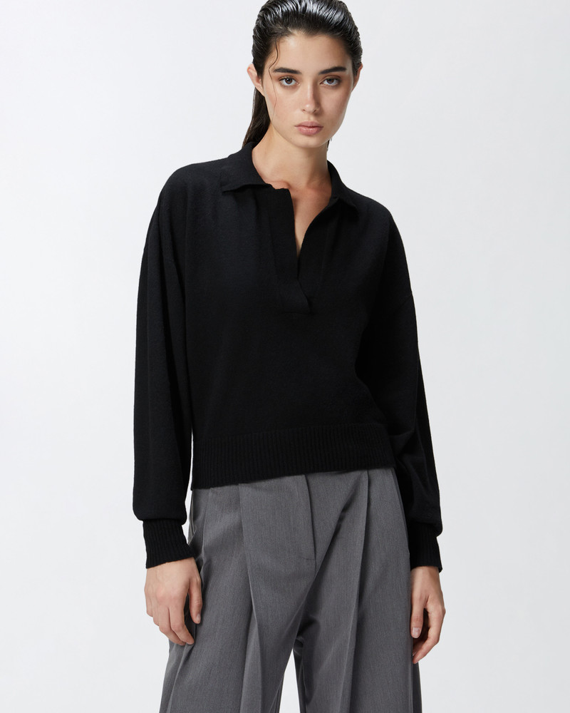 PINKO SHORT CASHMERE-BLEND SWEATER WITH COLLAR outlook