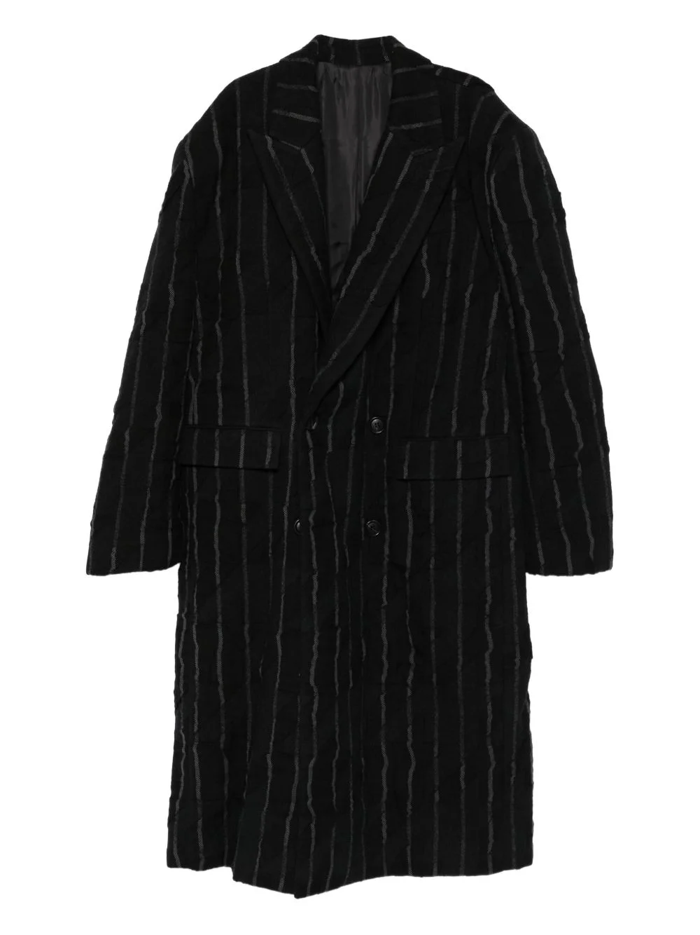 double-breasted striped-pattern coat - 1