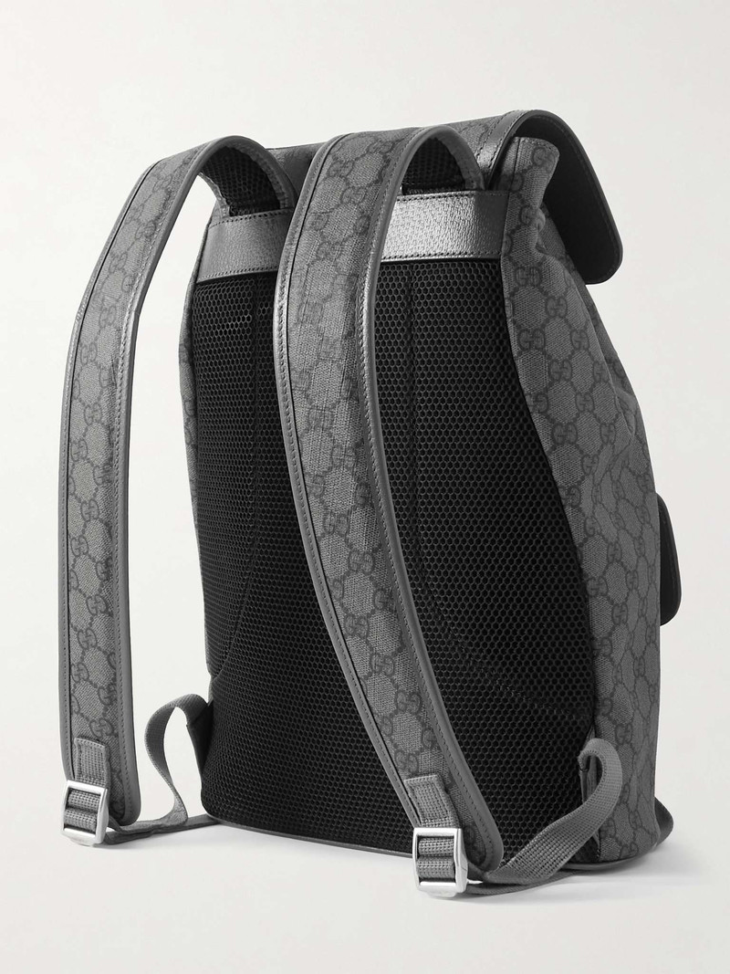 Ophidia Leather-Trimmed Monogrammed Coated-Canvas Backpack 4