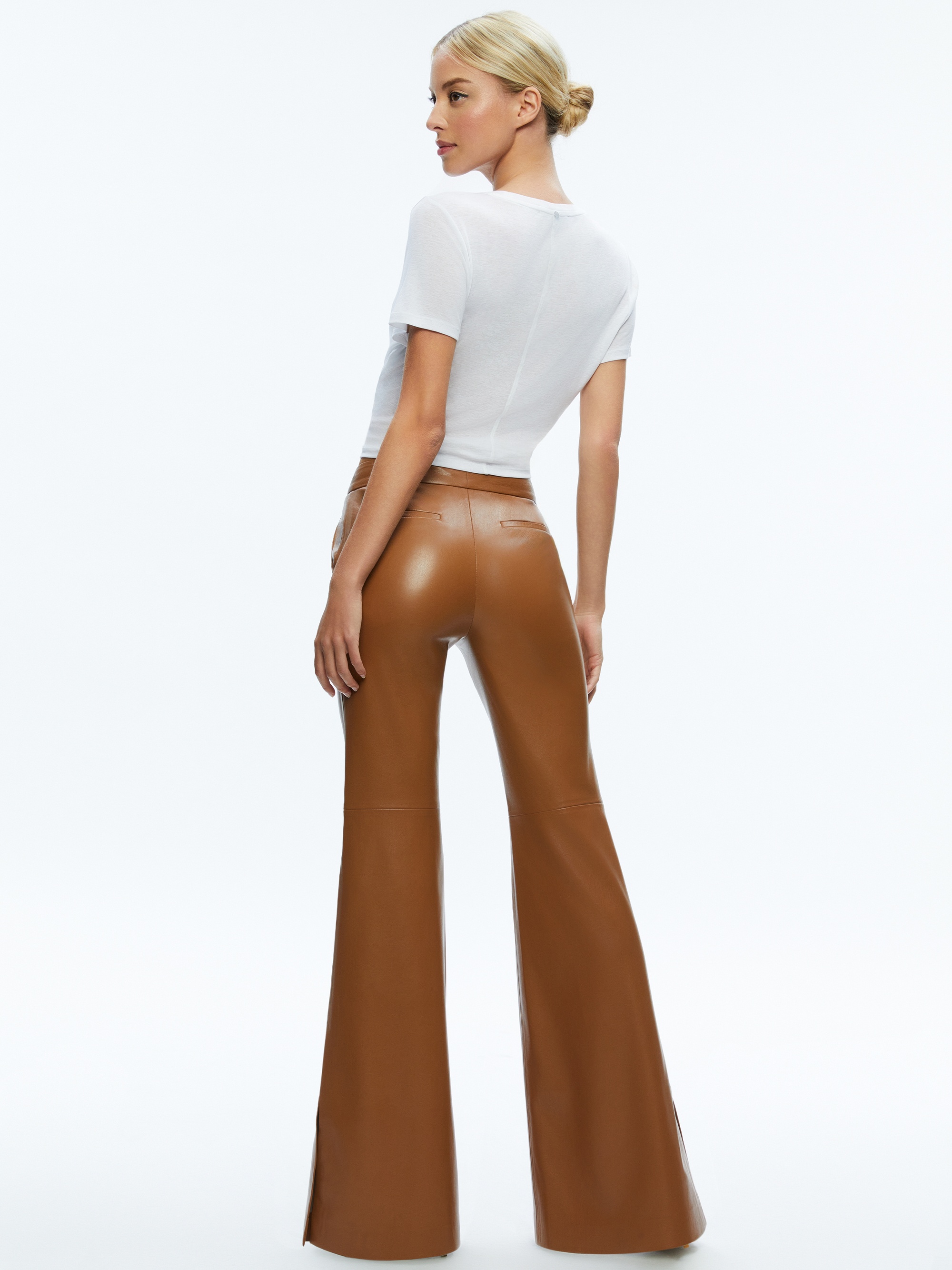 DANETTE VEGAN LEATHER SPLIT HEM TROUSERS - 3