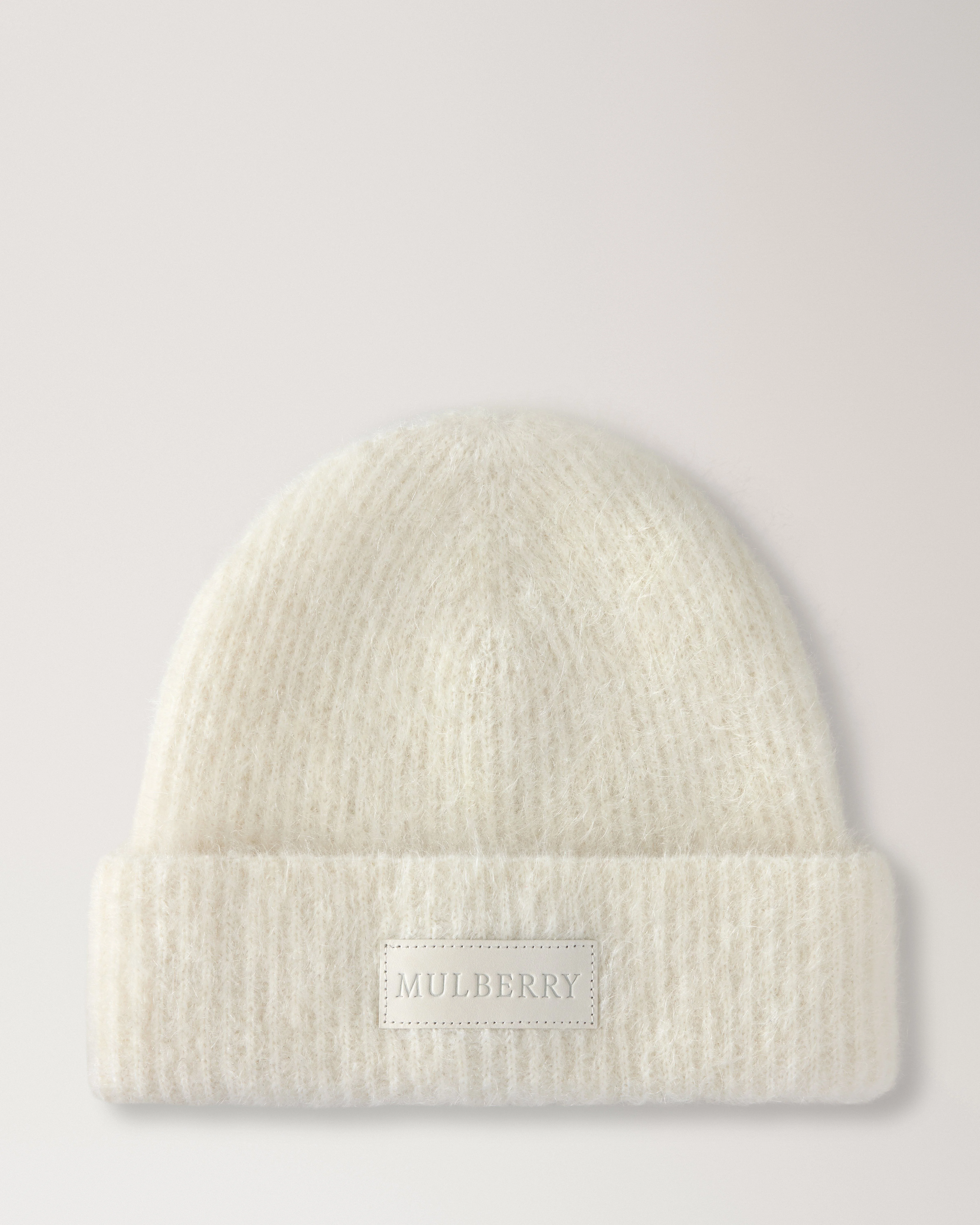 Solid Mohair Beanie Eggshell Wool Blend - 1