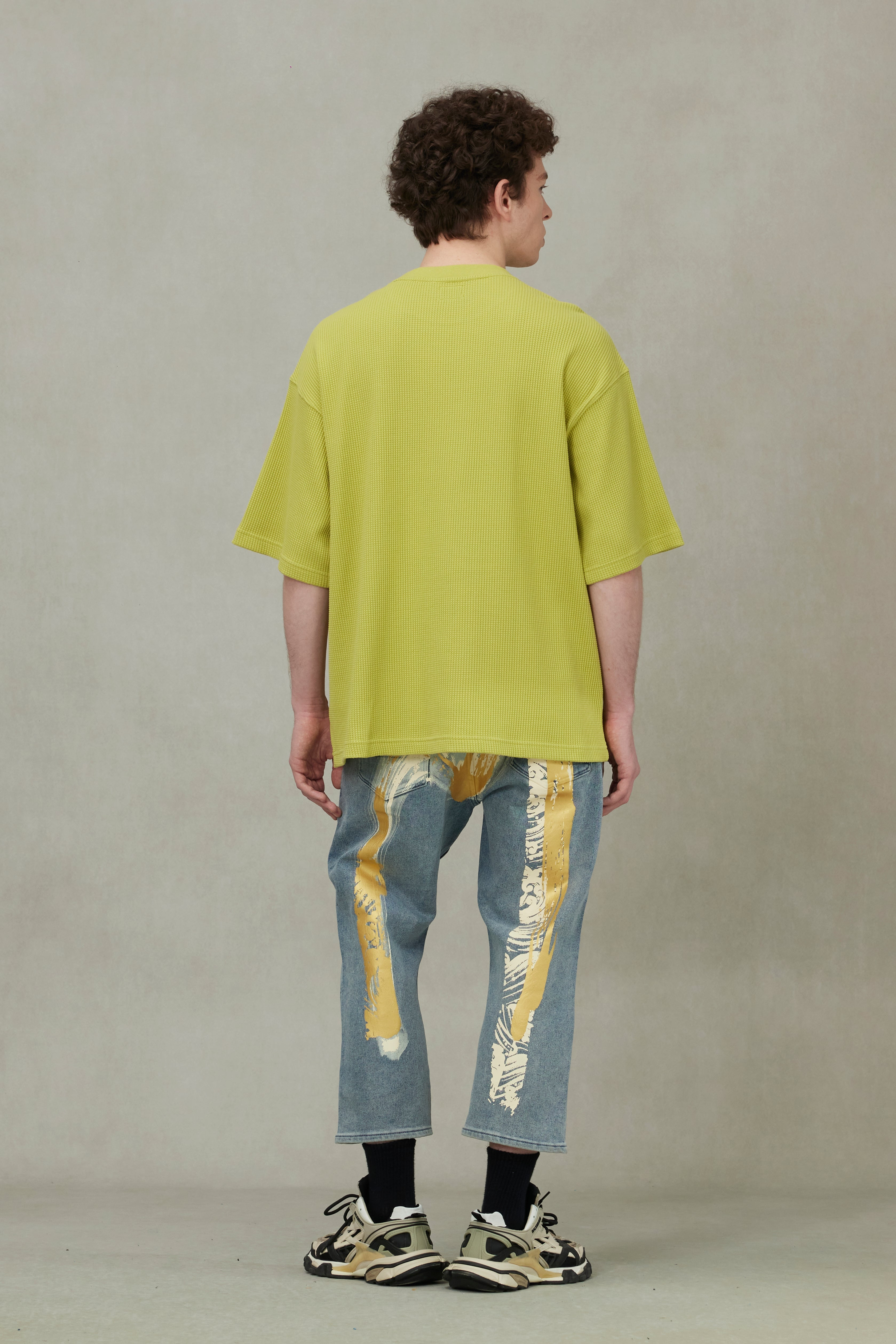 Seagull and Logo Embroidery Oversized Short-Sleeve Waffle Sweatshirt - 4