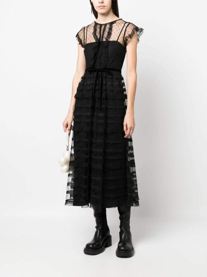 REDValentino ruffle-detail point-d'esprit midi dress outlook