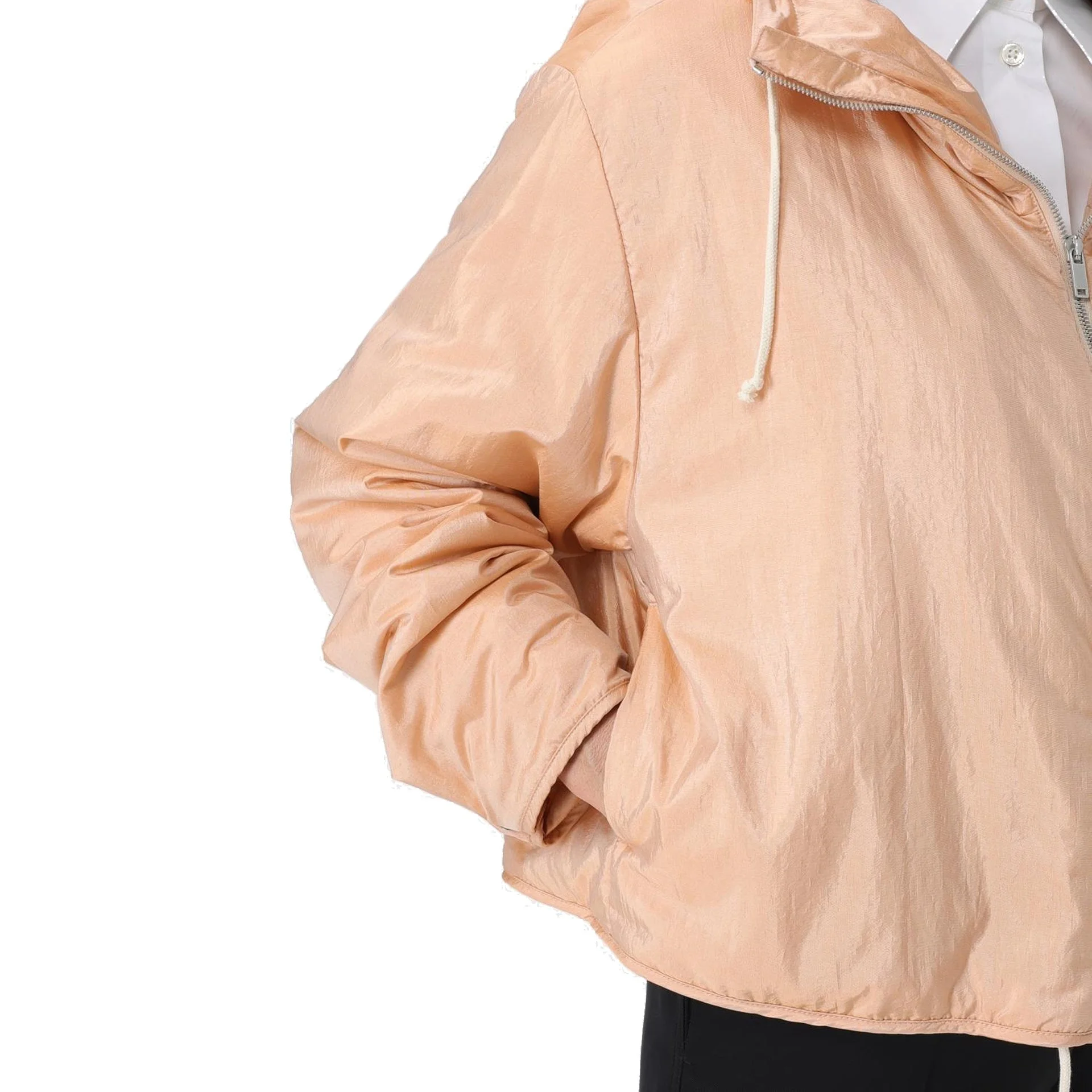 Jil Sander Blend Silk Zip-Up Hooded Jacket Pink Polyamide - 1