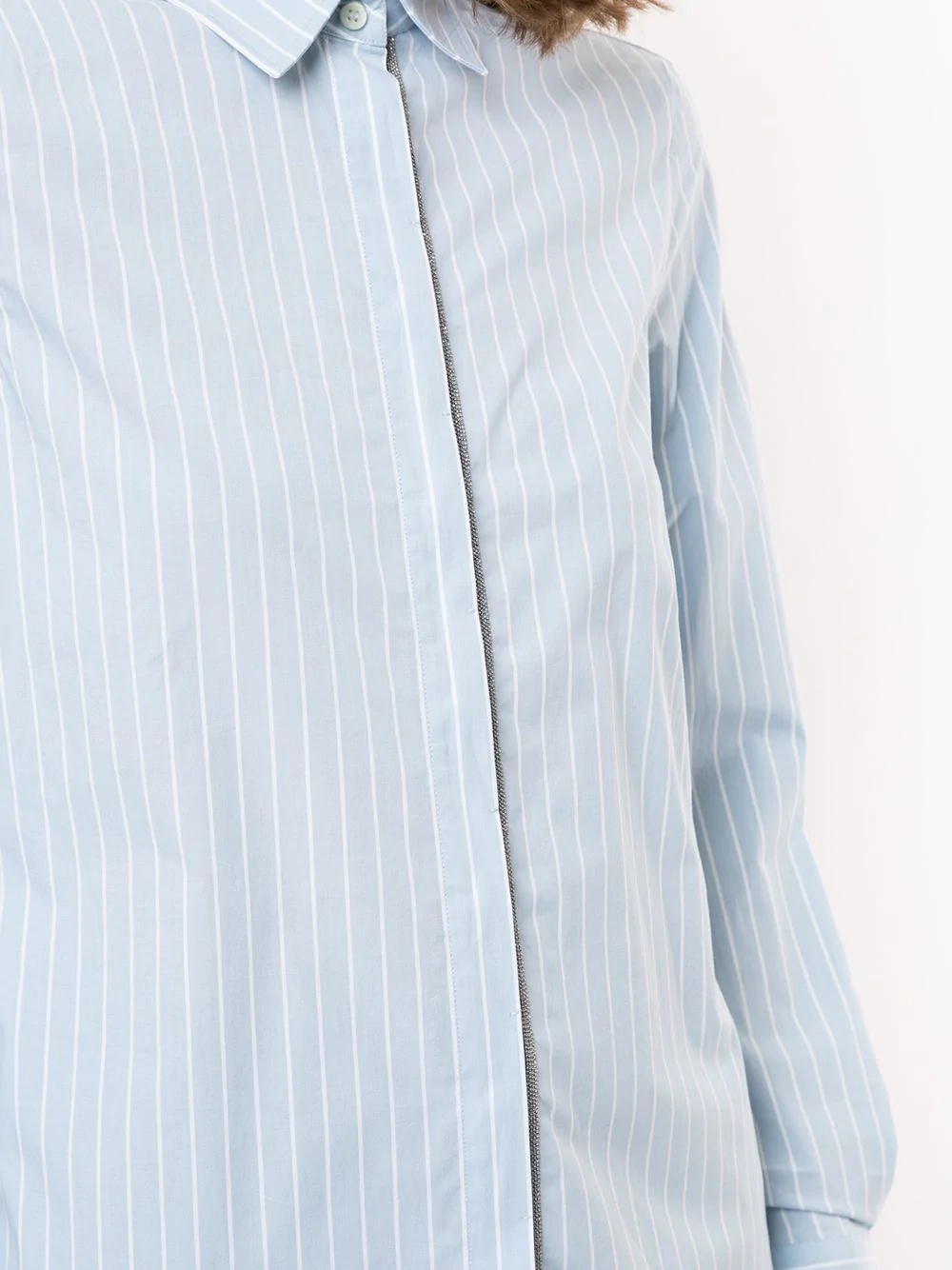 stripe-print metal detail shirt  - 5