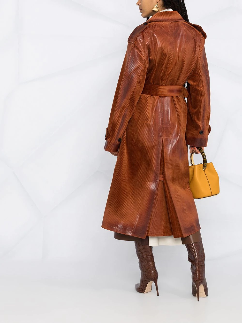 corduroy double-breasted trench coat - 6