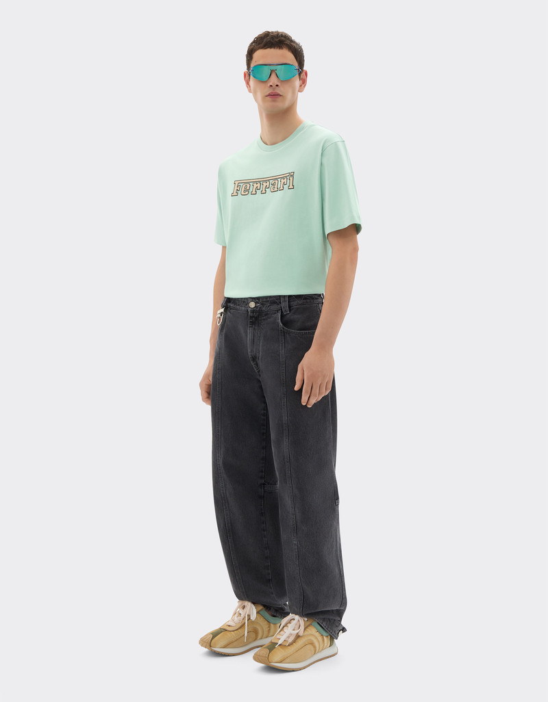 Cotton T-shirt with embroidered Ferrari logo 3