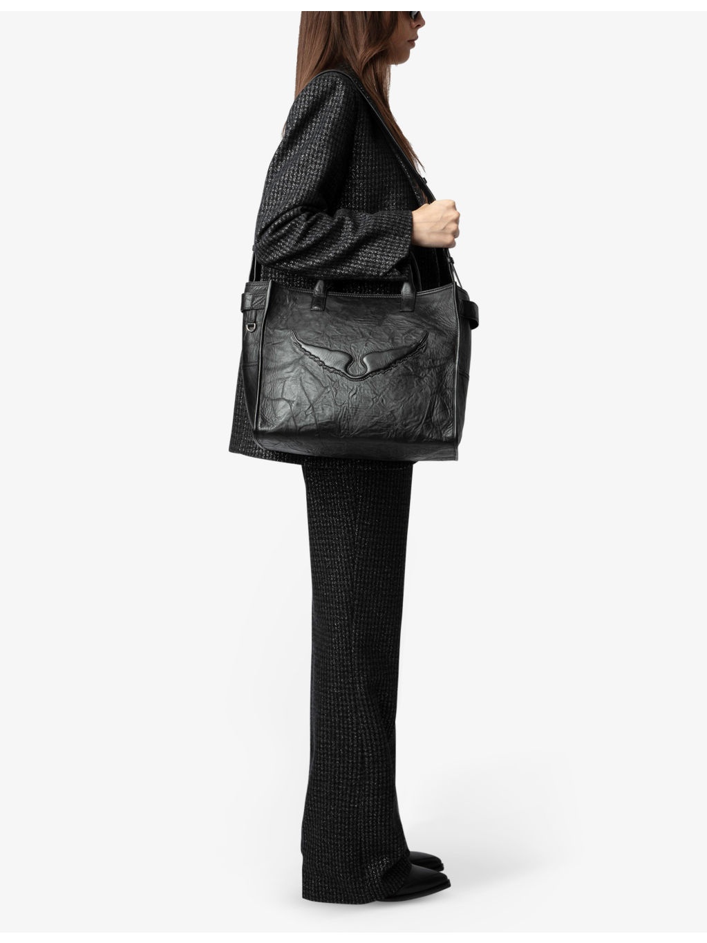 Angel crinkle-effect leather tote bag - 2