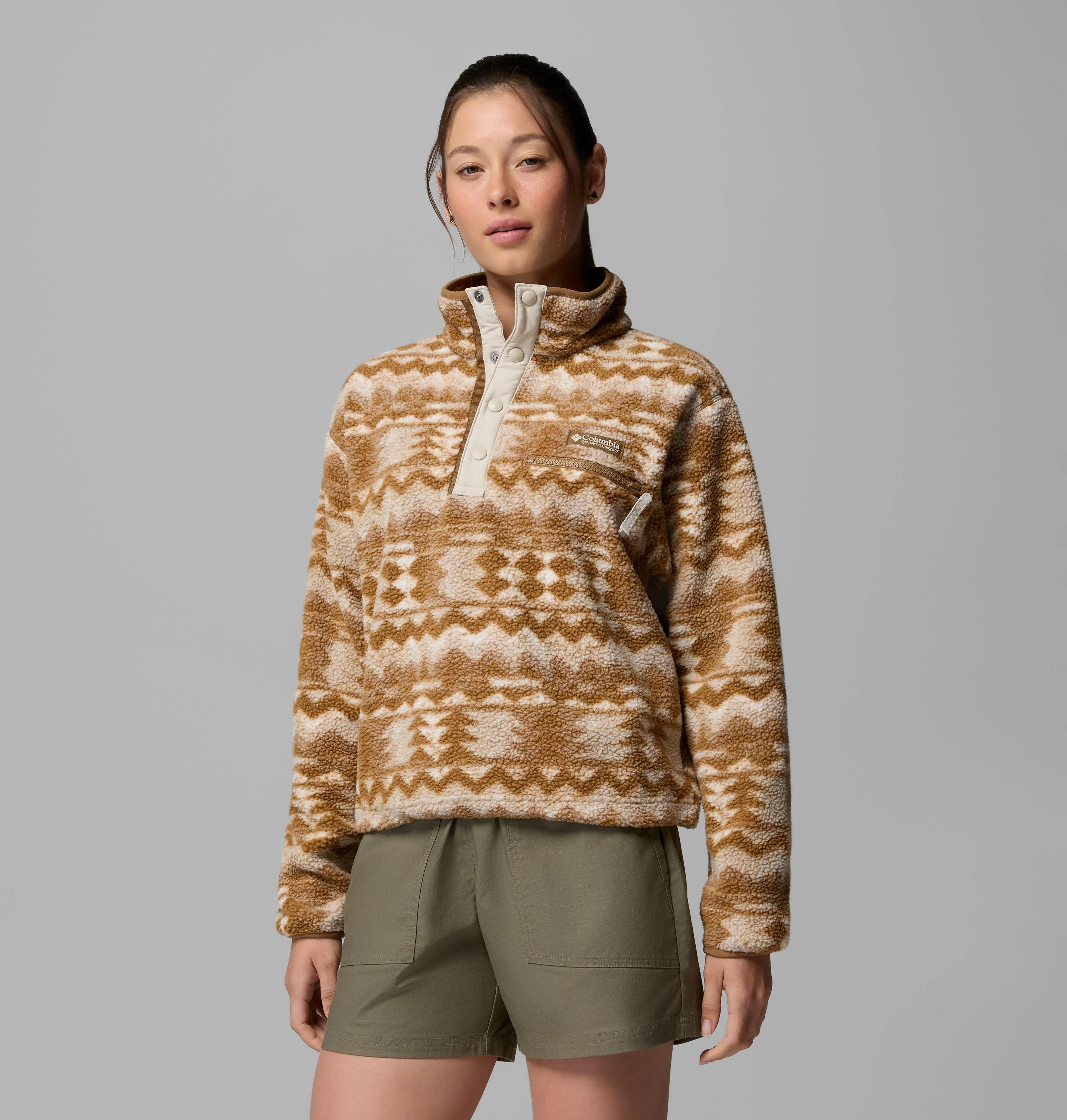 Women's Helvetia II Printed Cropped Half Snap Fleece Pullover - 1