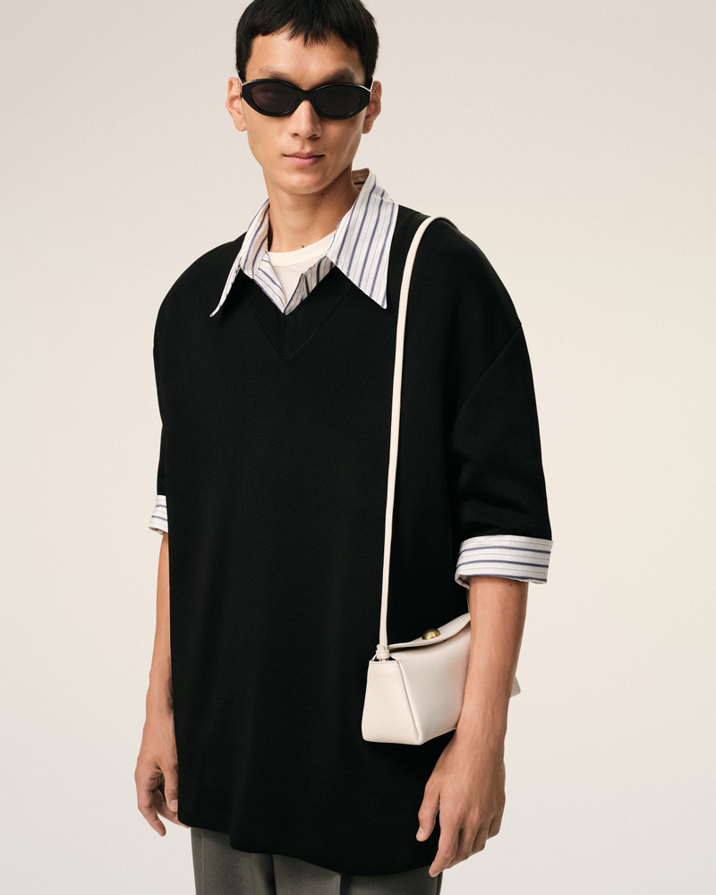 AMI Paris WHITE COW LEATHER MINI CARROUSEL BAG outlook