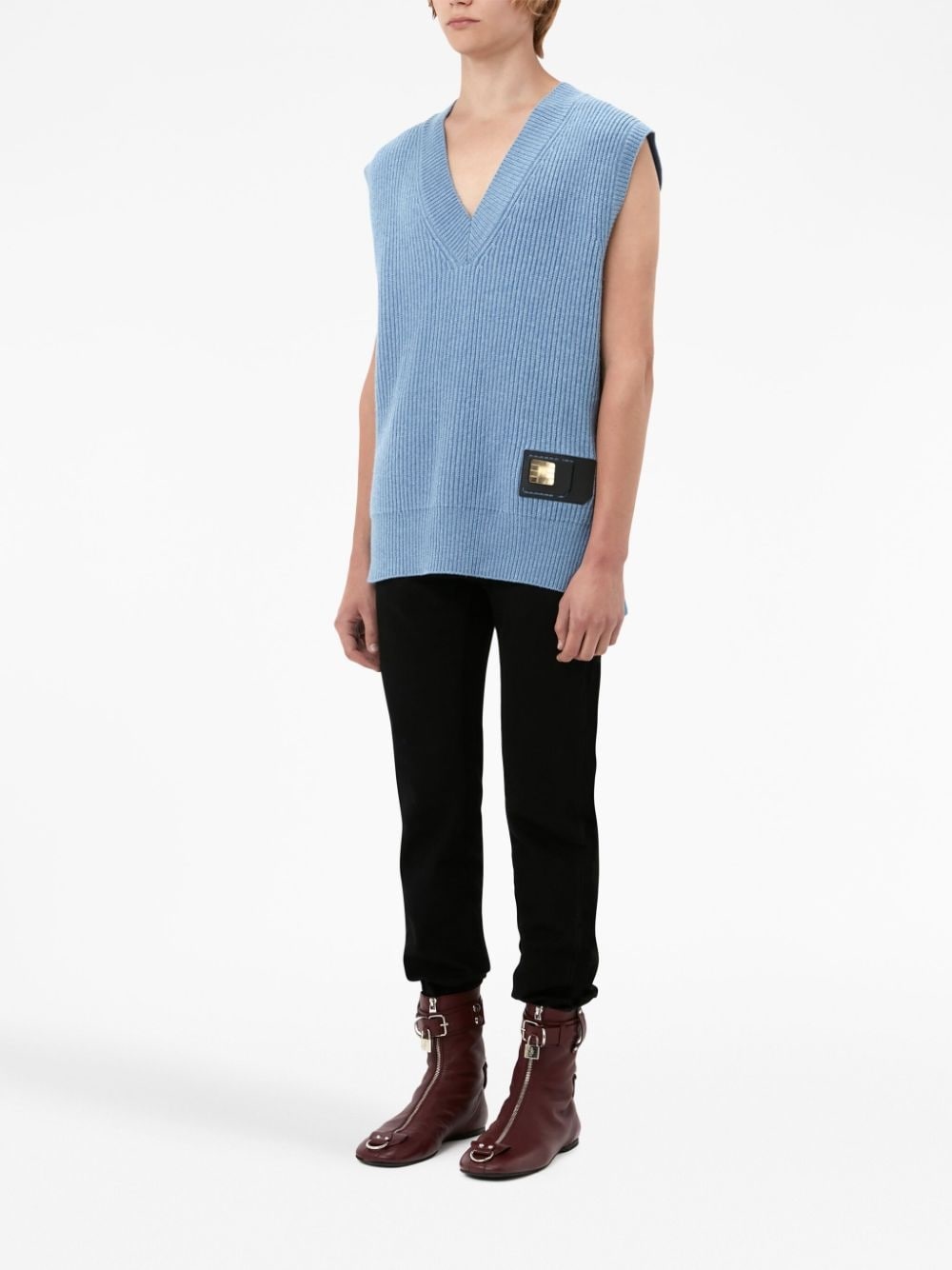 logo-patch ribbed knit vest - 3