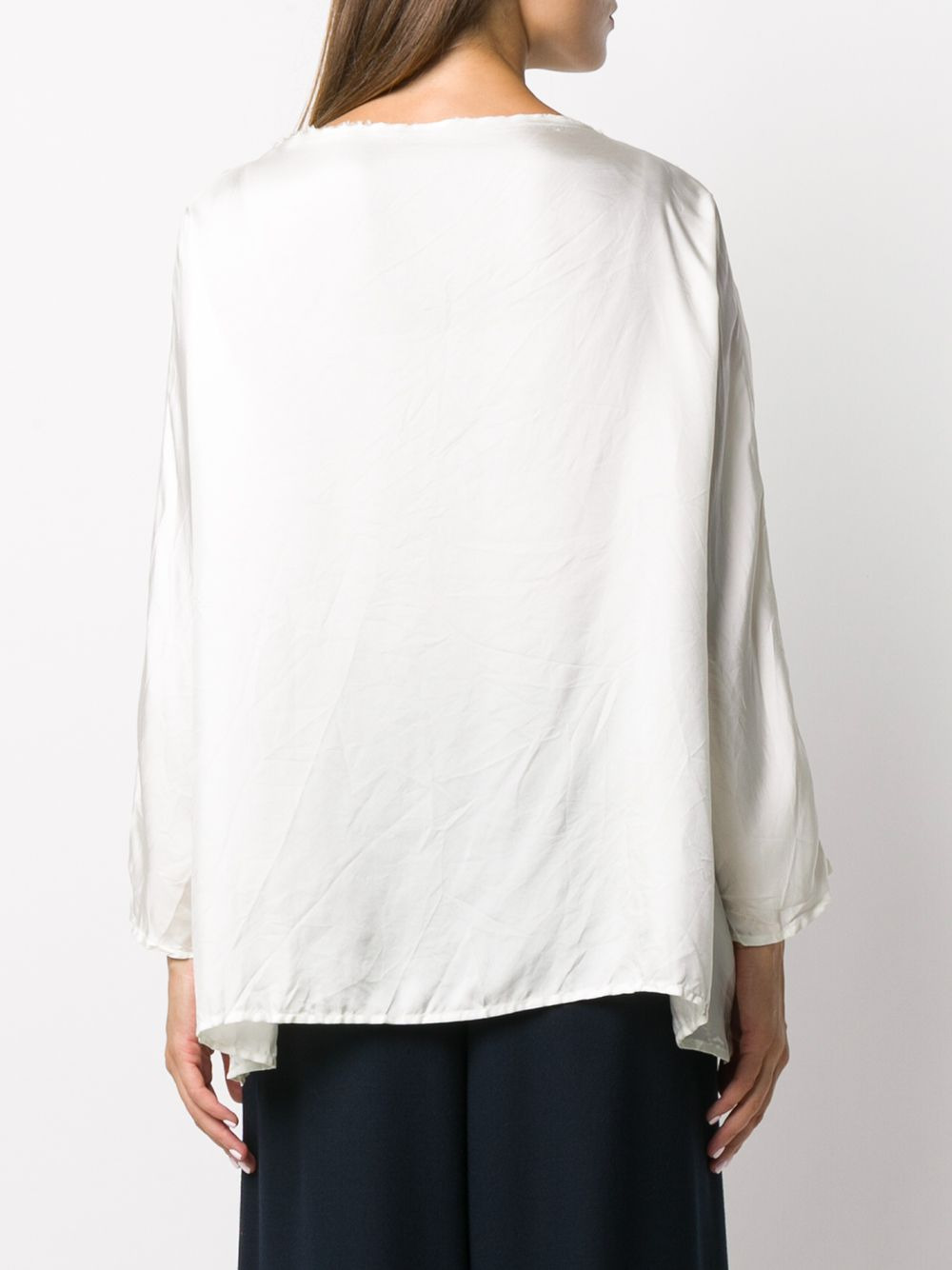 boat-neck satin blouse - 4