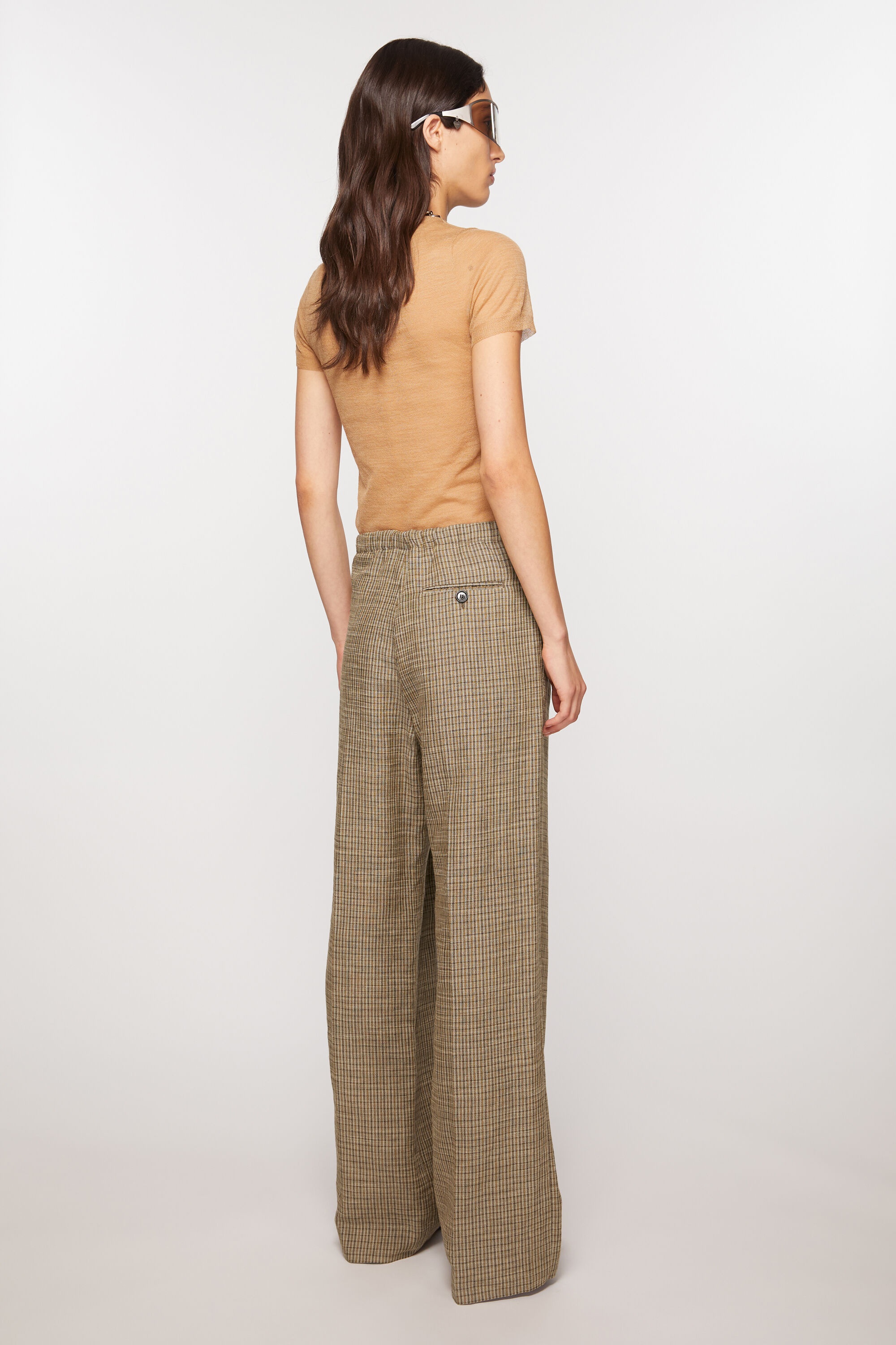Tailored linen blend trousers - Multi brown - 4